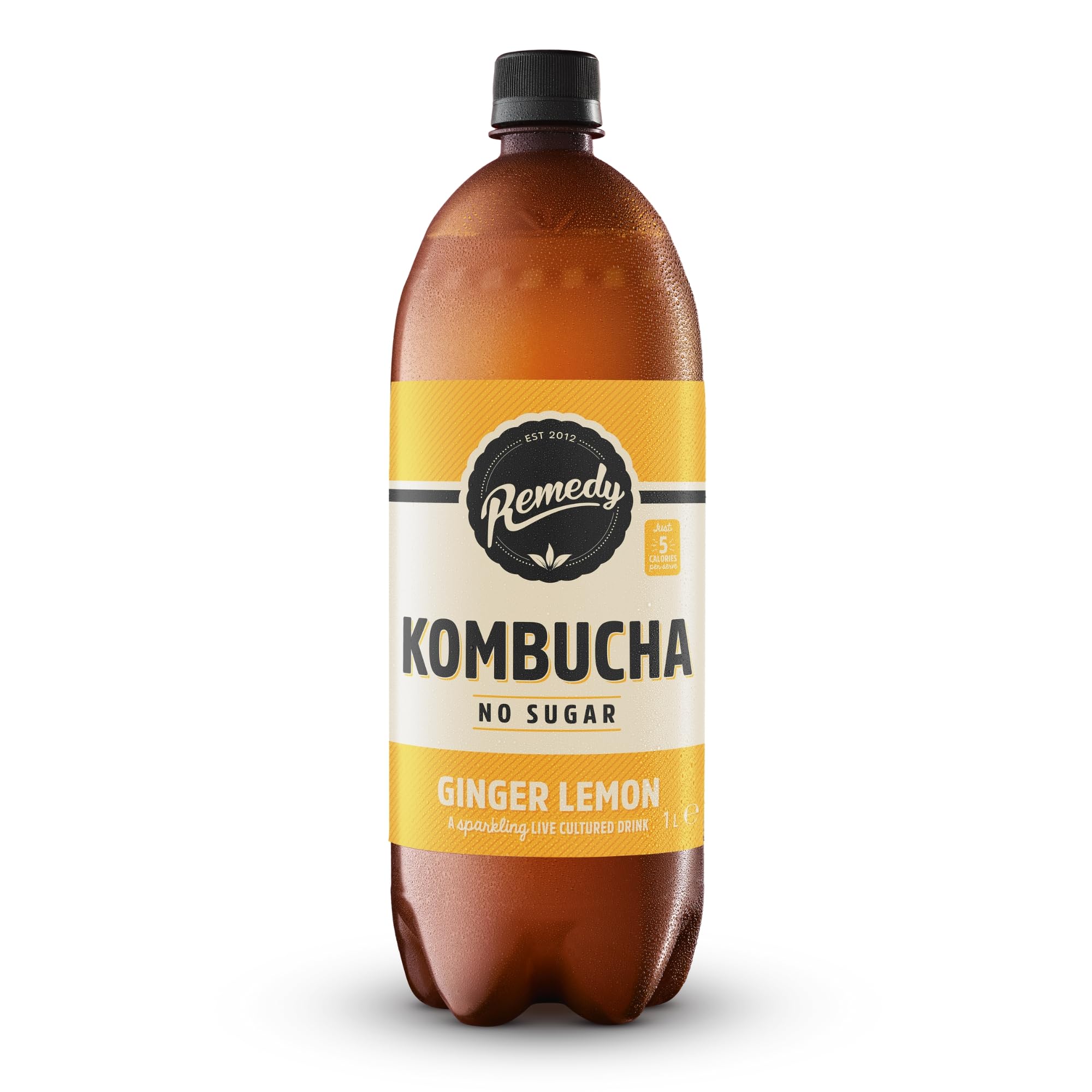 Remedy Drinks Kombucha Tea - Ginger Lemon Sparkling Live Cultured | 1 x 1L 1