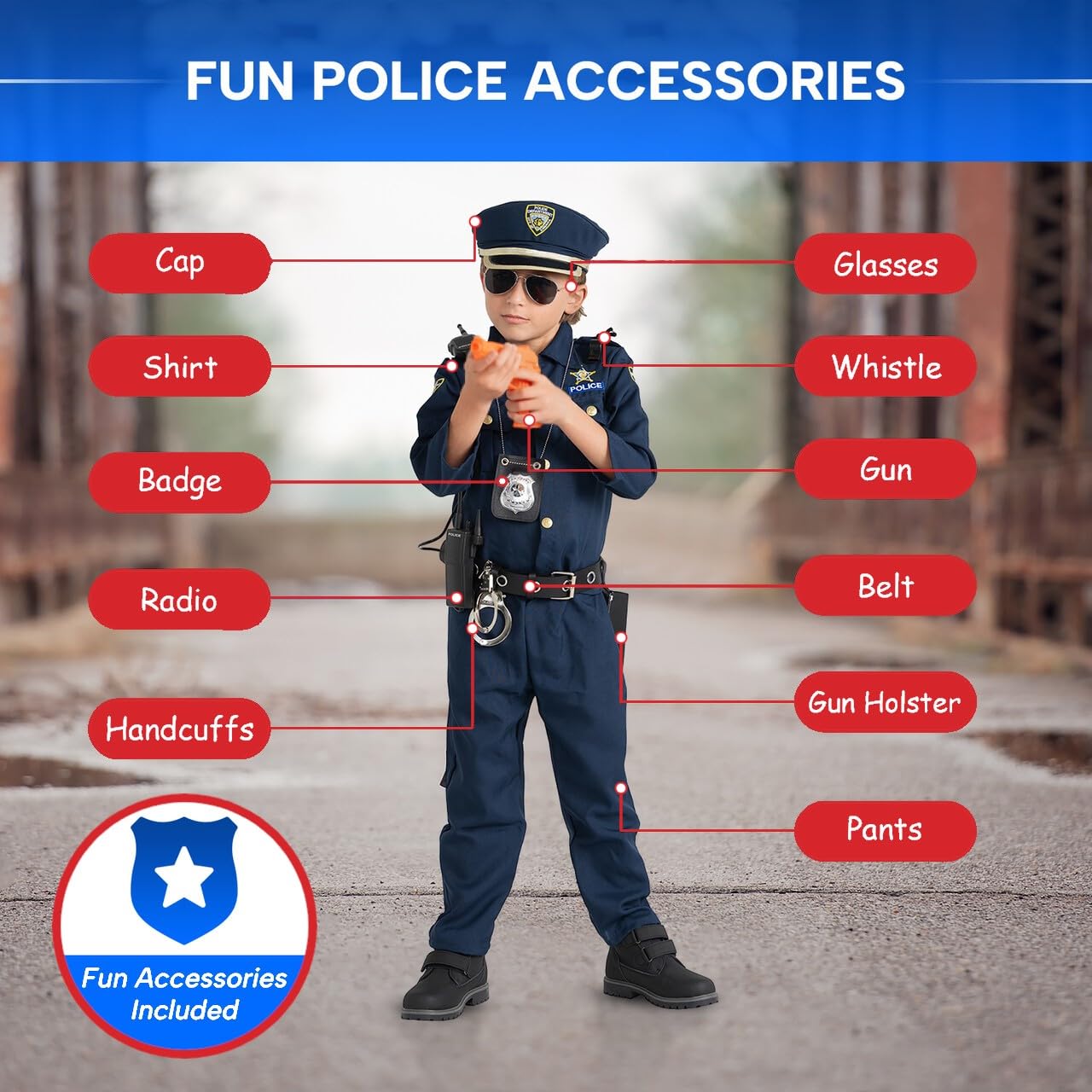 Dress Up America Police Costume for Boys - Includes Shirt and Pants