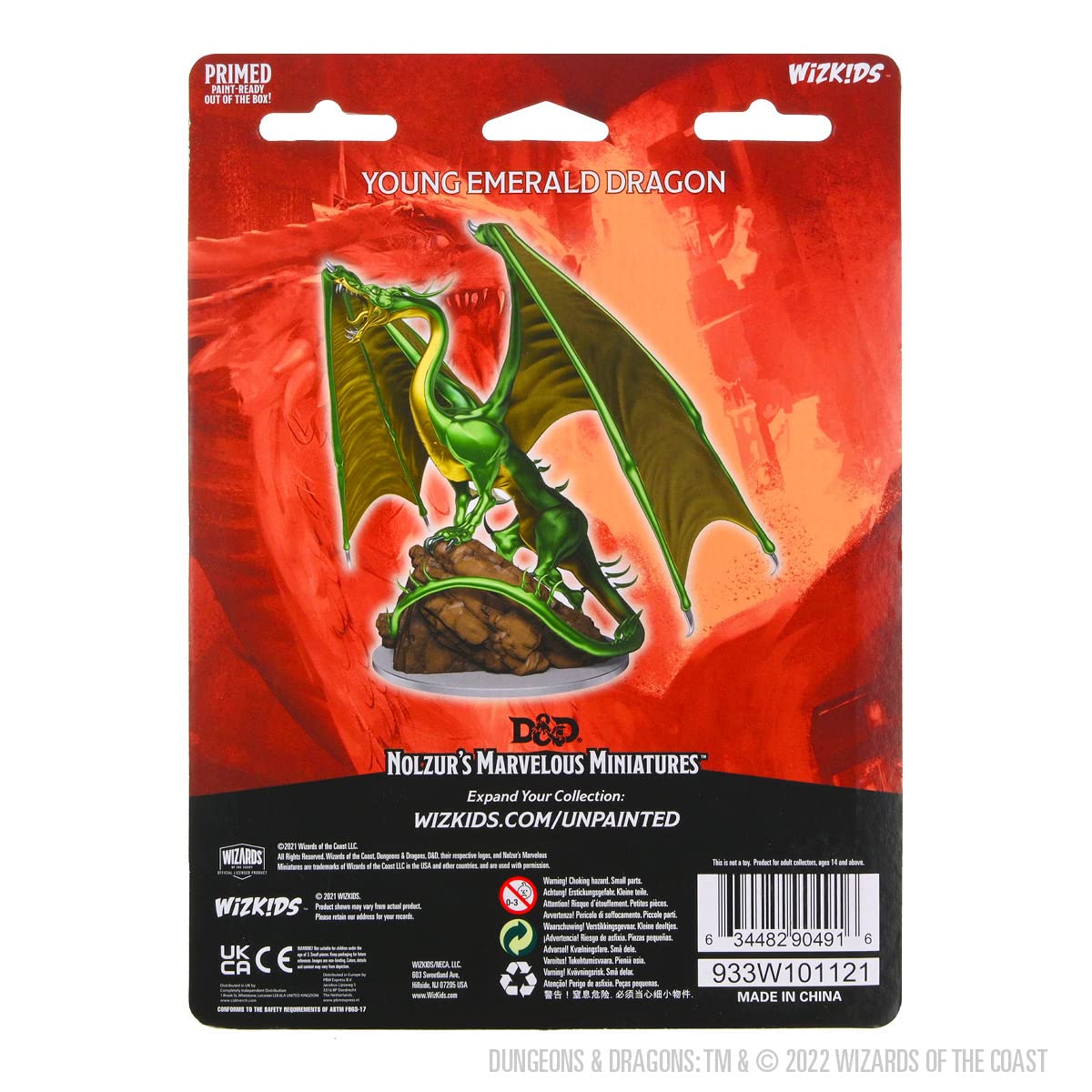 WizKids Nolzur's Marvelous Miniatures - Young Emerald Dragon Miniature | Unpainted Plastic | D&D