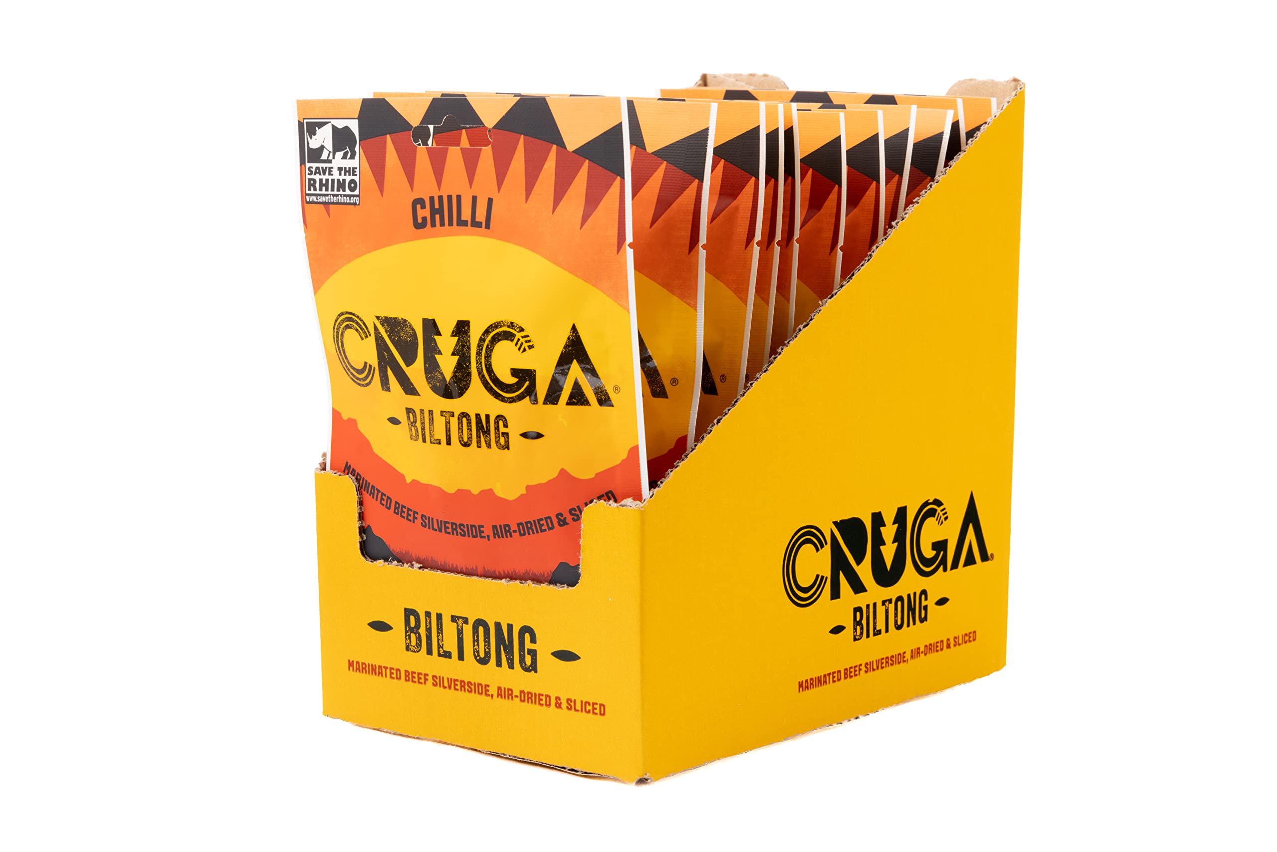 Cruga 35g Chilli Biltong - Pack of 12, High Protein Gluten Free Snack