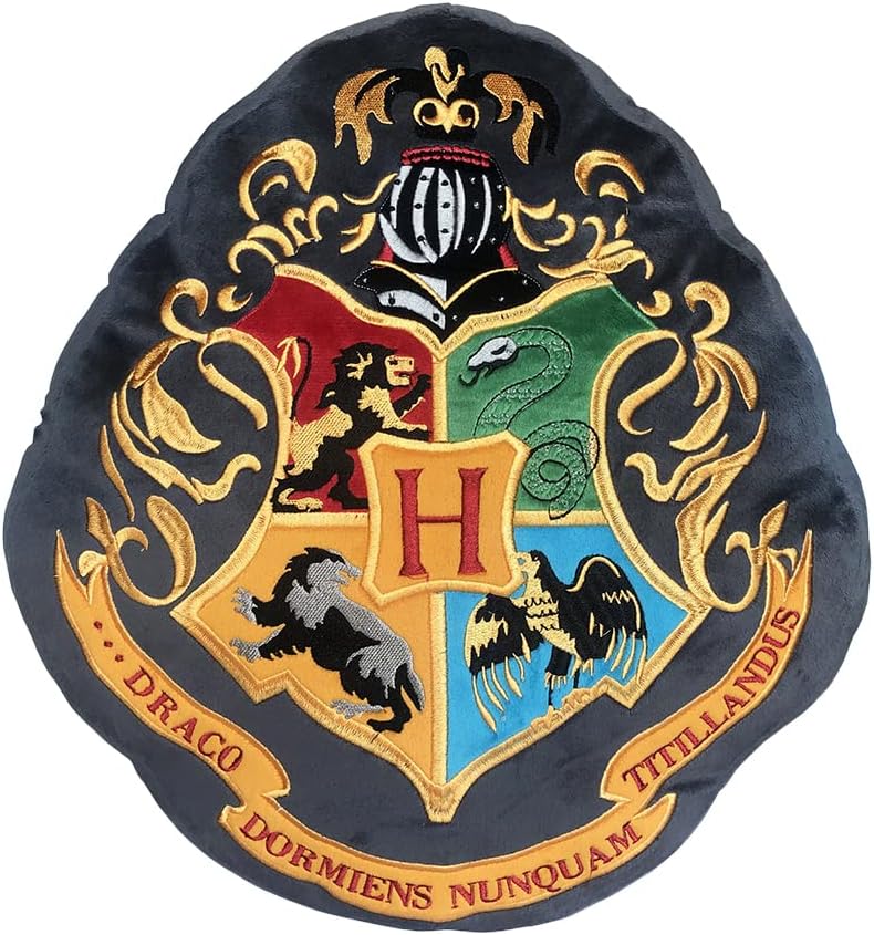 Nemesis Now Harry Potter Hogwarts Crest Cushion, Black, 40cm