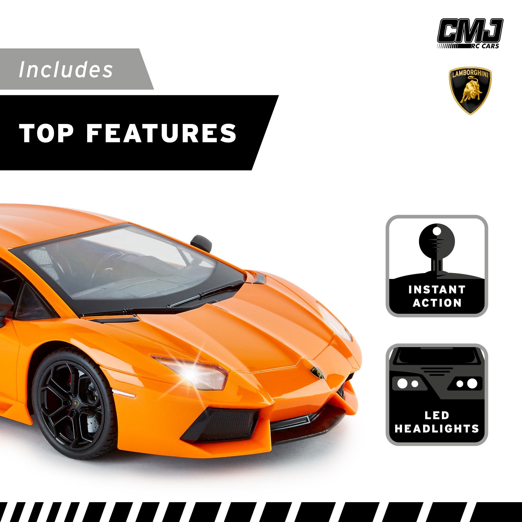 CMJ RC Lamborghini Aventador - 1:14 Scale Remote Control Car with LED Lights & Spring Suspension 12