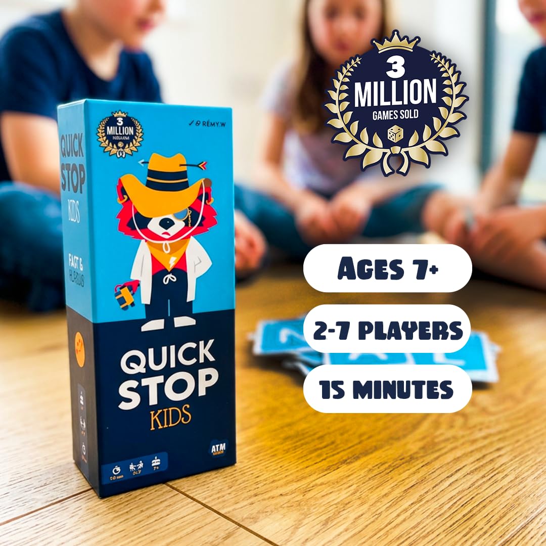ATM Gaming Quickstop Kids - Fast-Paced Family Card Game | Ages 7+ | 2-7 Players | 15-30 Min Playtime