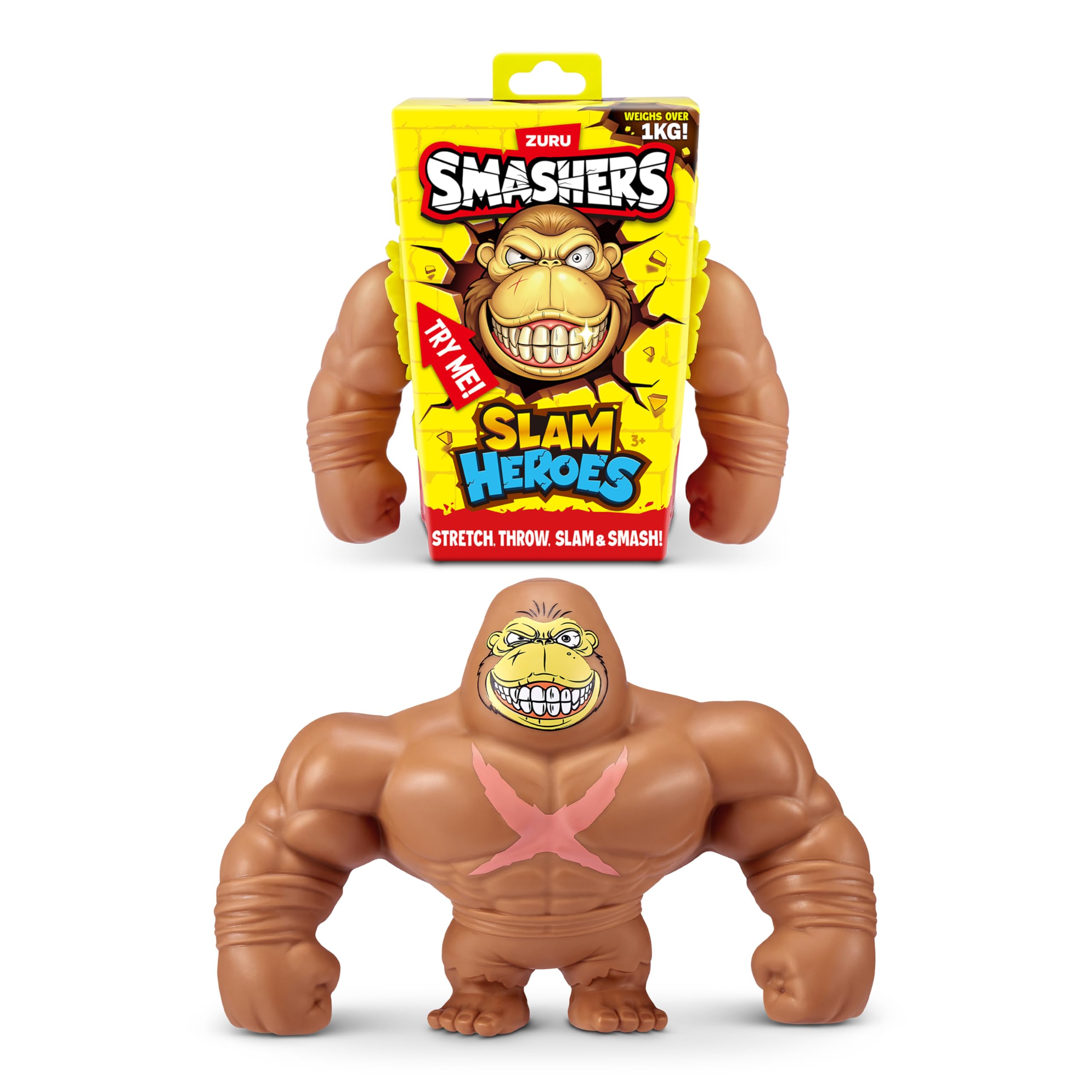 Smashers SLAM Heroes Gorilla (Brown) - Stretchable Action Figure for Kids 3+