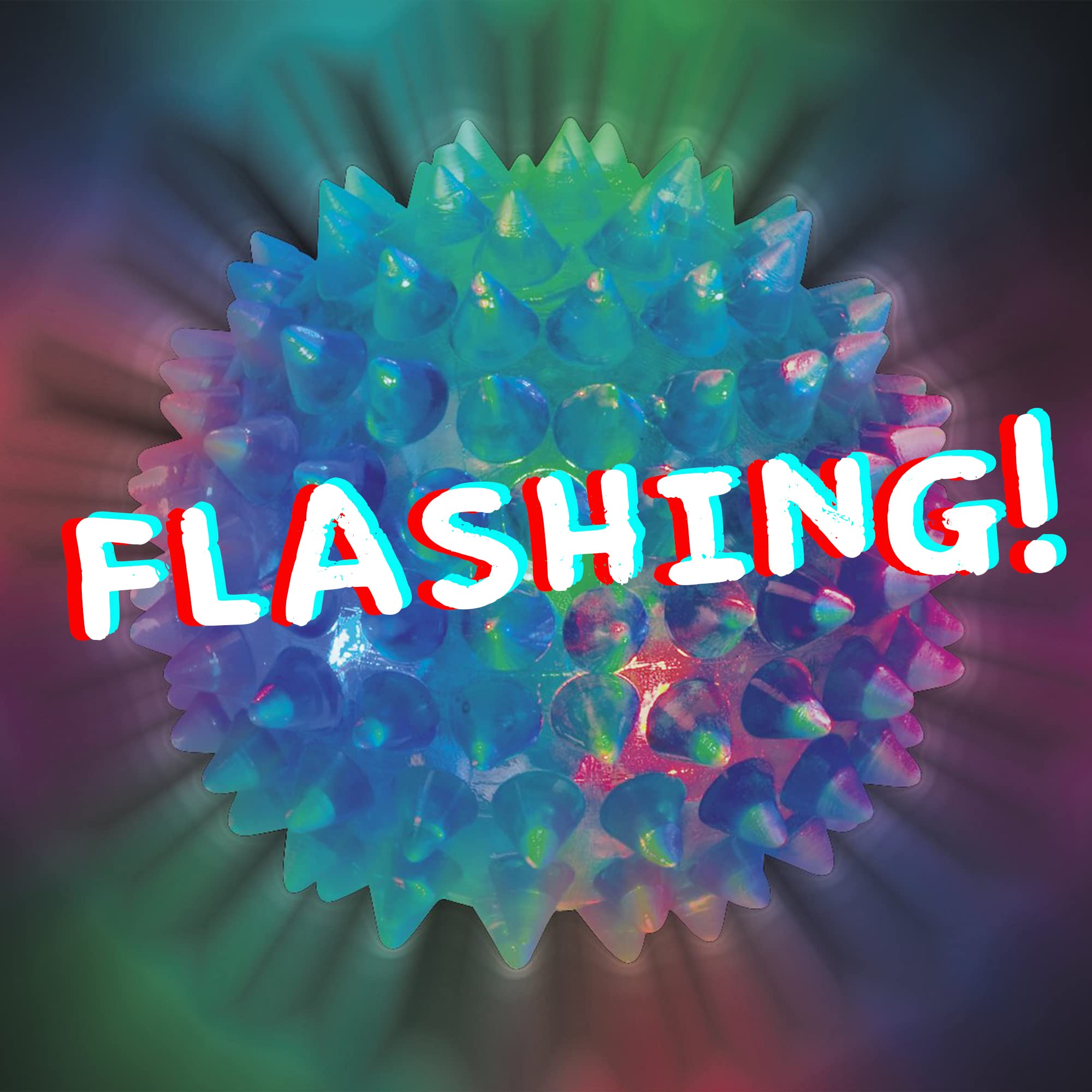 6 Pack 6.5cm Spiky LED Flashing Bouncy Squishy Stress Relief Balls - Assorted Colors 5