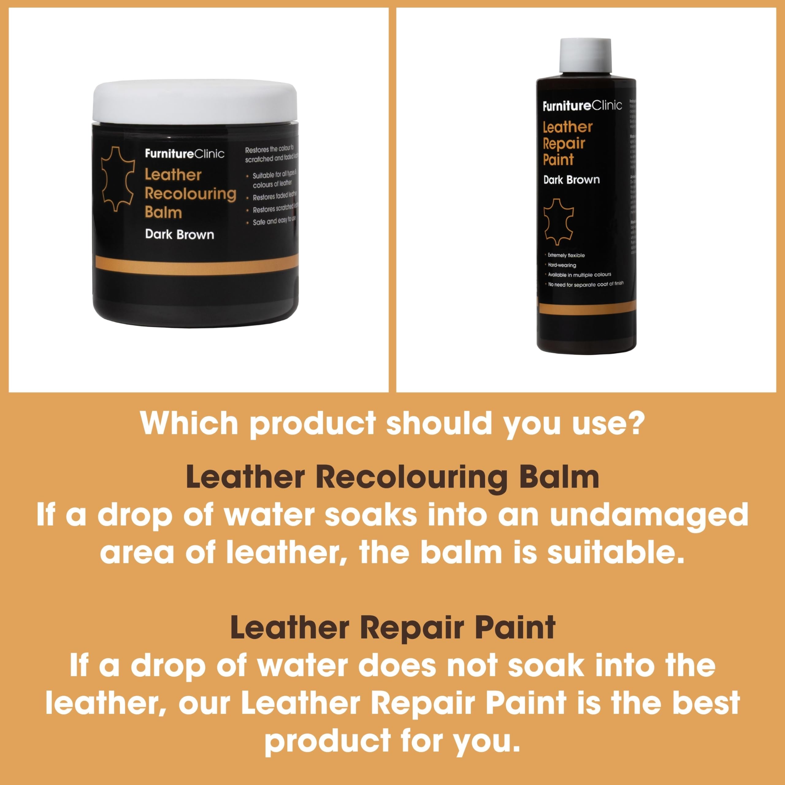 Furniture Clinic Leather Recolouring Balm - Dark Grey for Sofas, Car Seats, Shoes & Clothing 5
