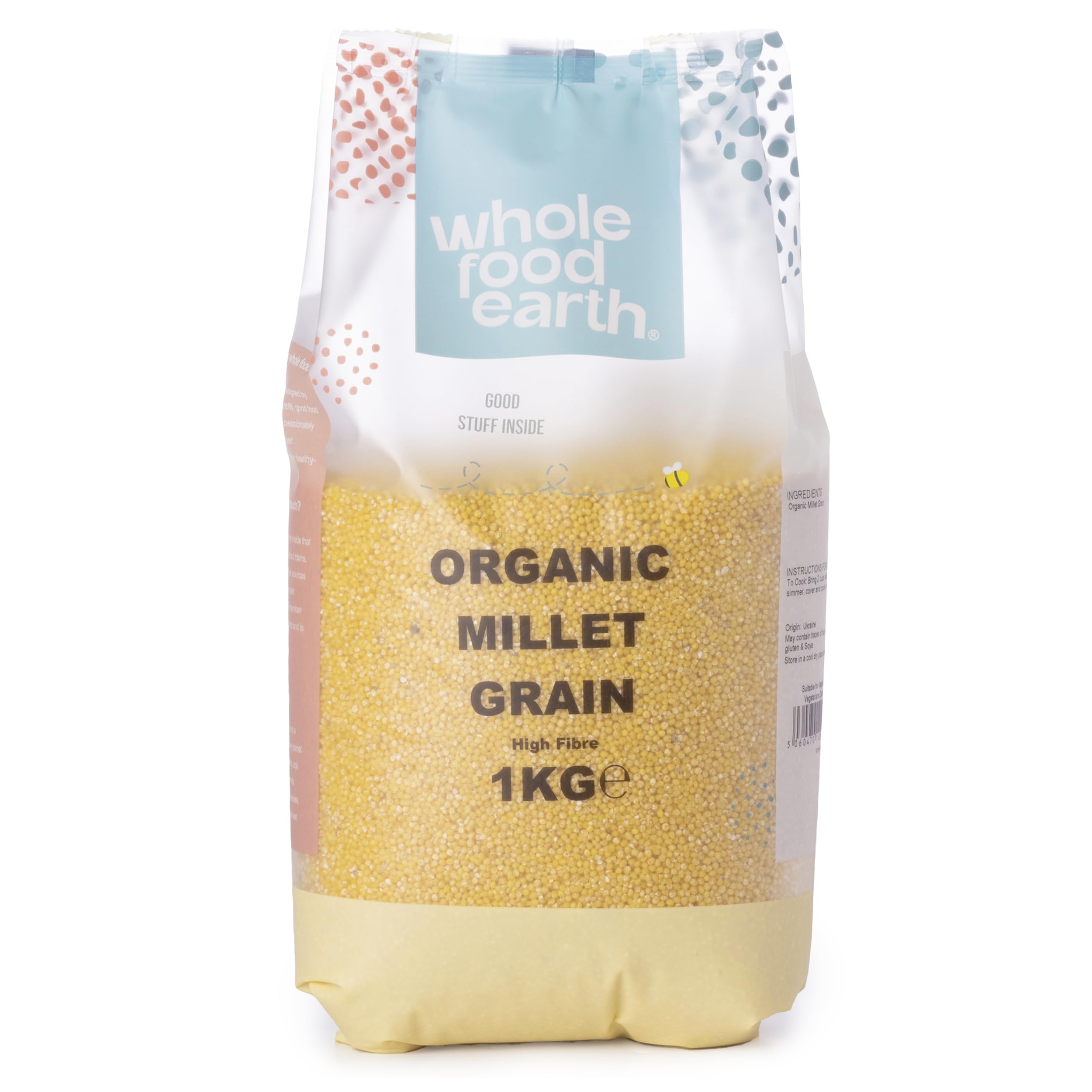 Wholefood Earth Organic Pearl Millet Grain - 1 kg | High Fibre | Vegan | GMO Free