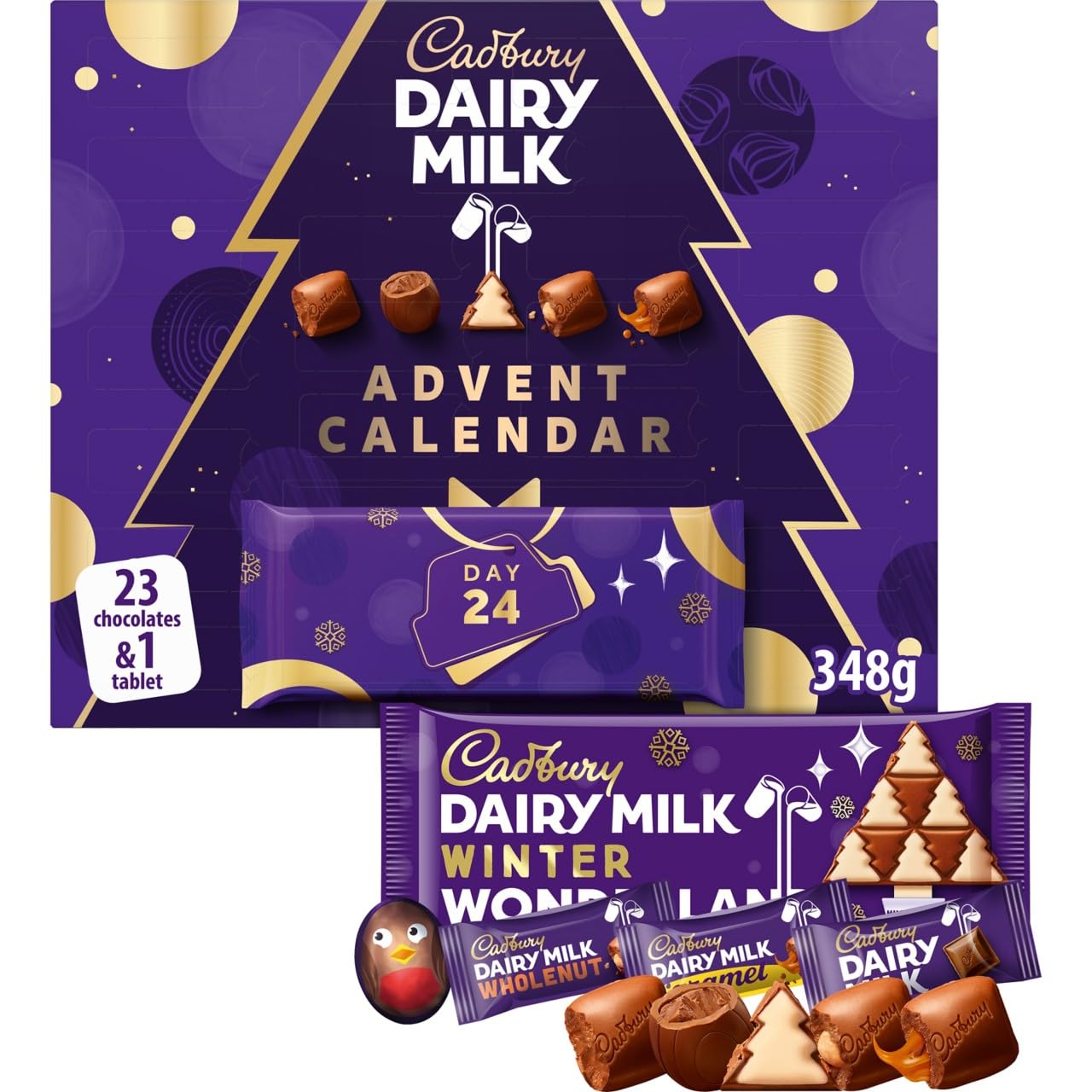 Cadbury Festive Chocolate Advent Calendar - 24-Day Countdown with Dairy Milk Chocolate