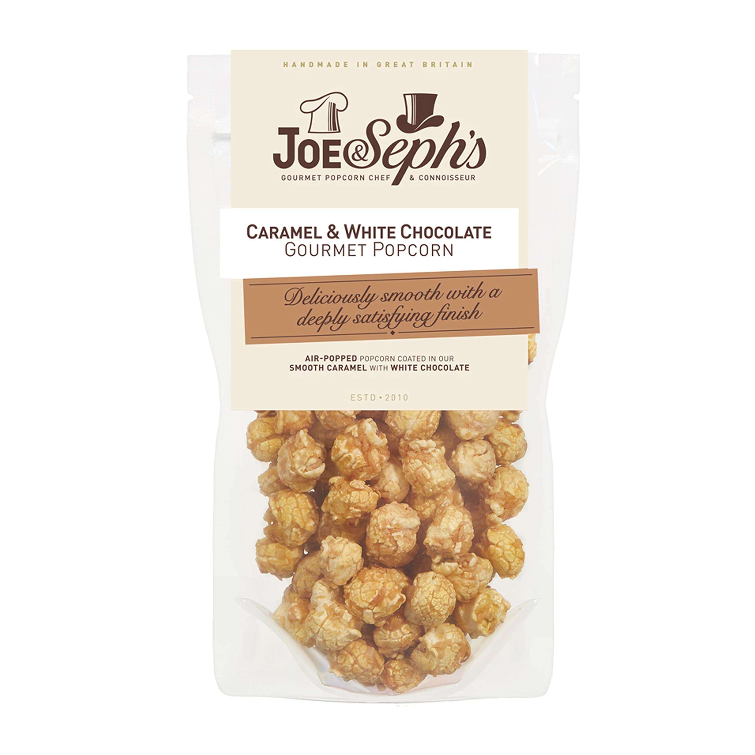 Joe & Seph's White Chocolate Caramel Gourmet Popcorn (80g) - Handmade Air-Popped Sweet Popcorn