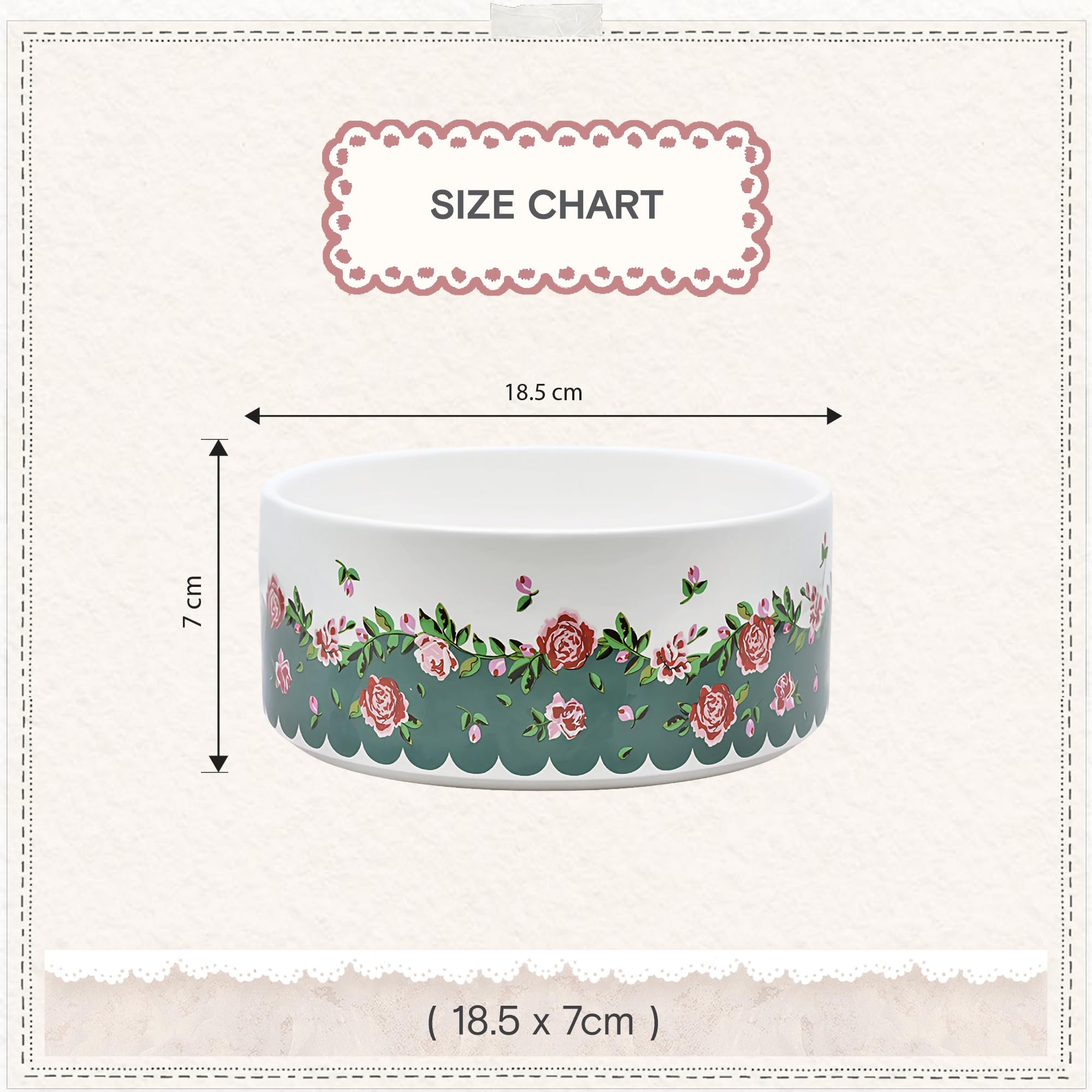 Pet Brands Cath Kidston Ceramic Large Dog Bowl - 1.4L Capacity | Dolly Rose Print 3