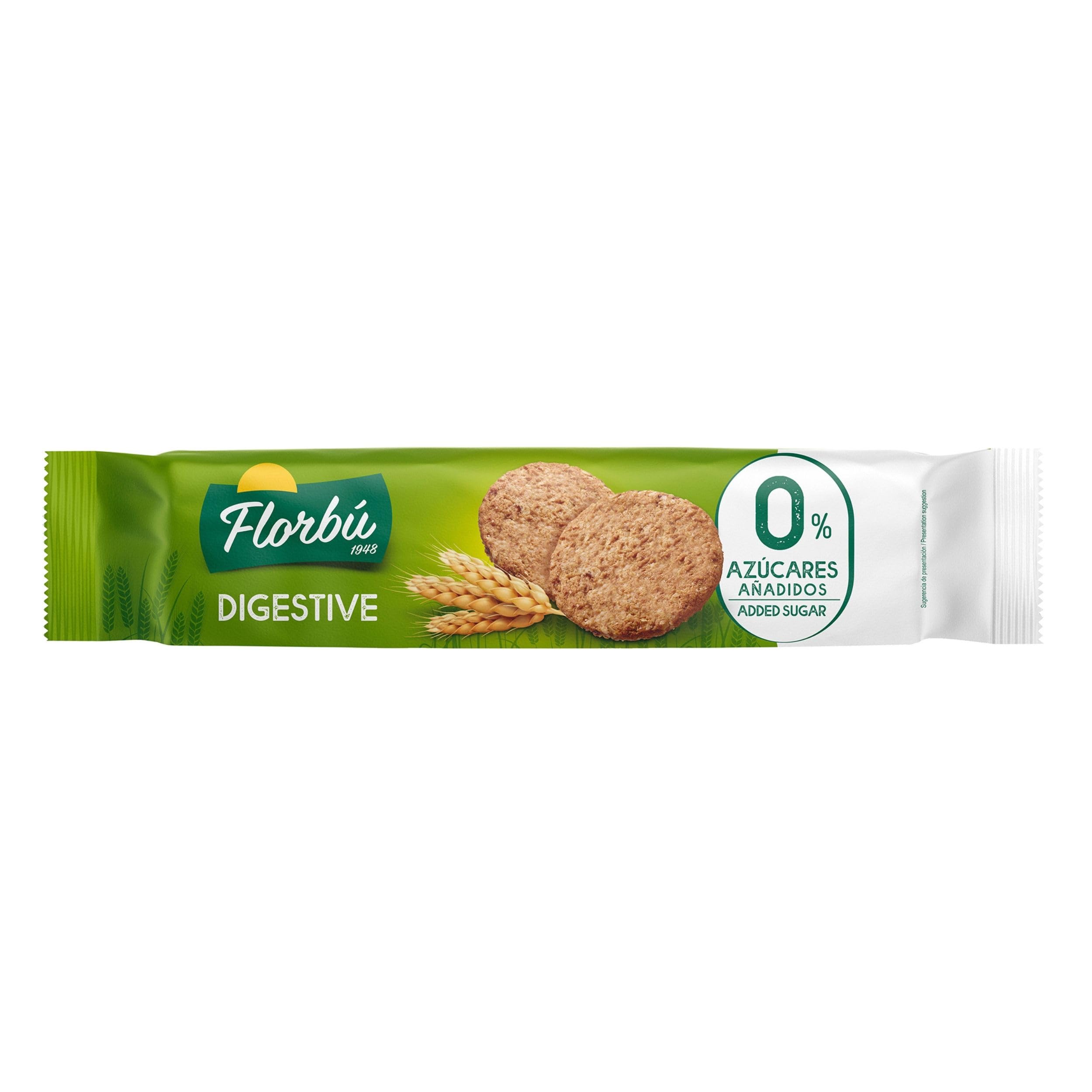 Florbú Digestive 0% No Added Sugar Biscuits - Wholemeal Fibre Rich Snack | 150g