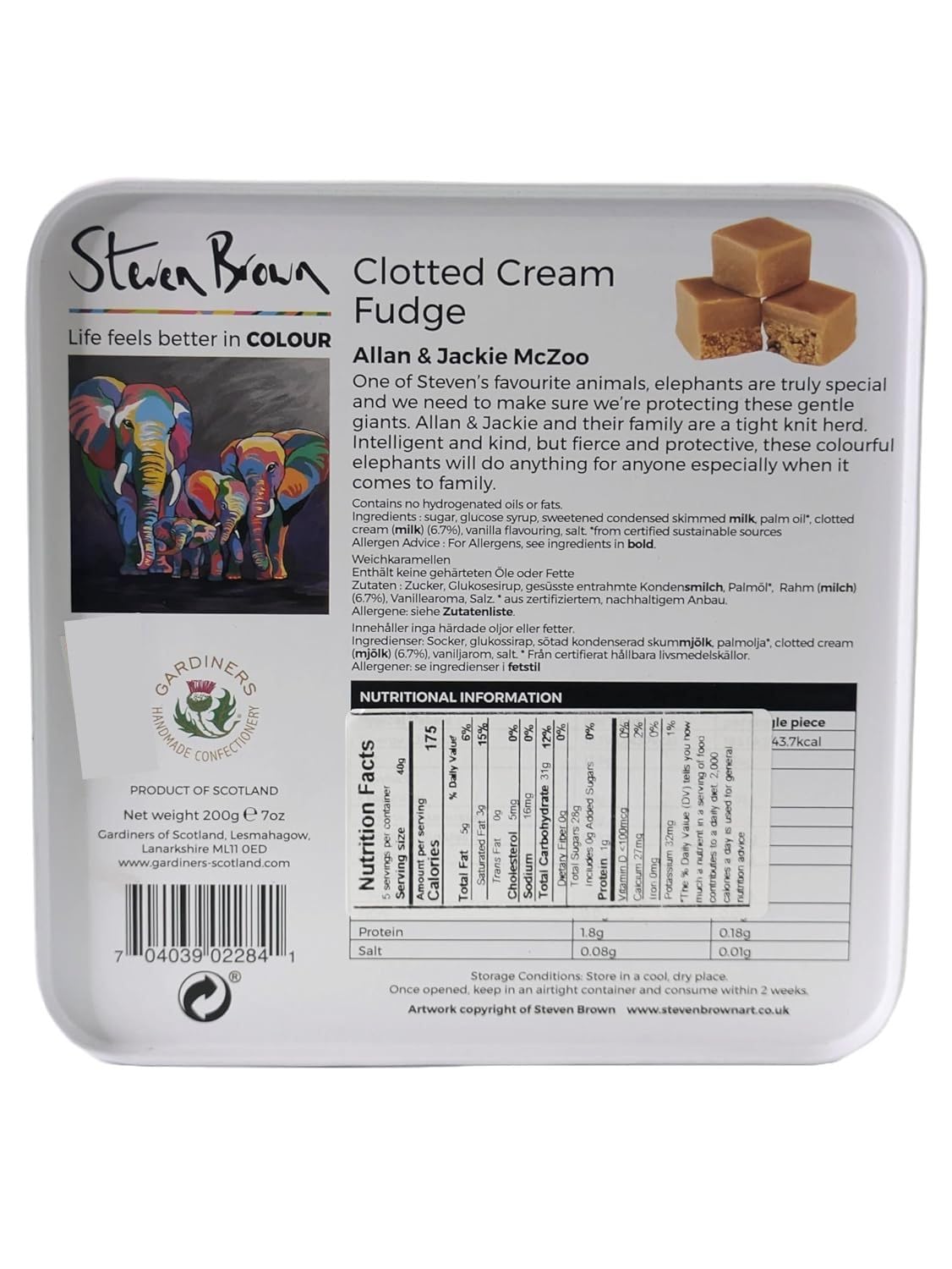 Allan and Jackie McZoo Clotted Cream Fudge Square Tin by Gardiners of Scotland 6