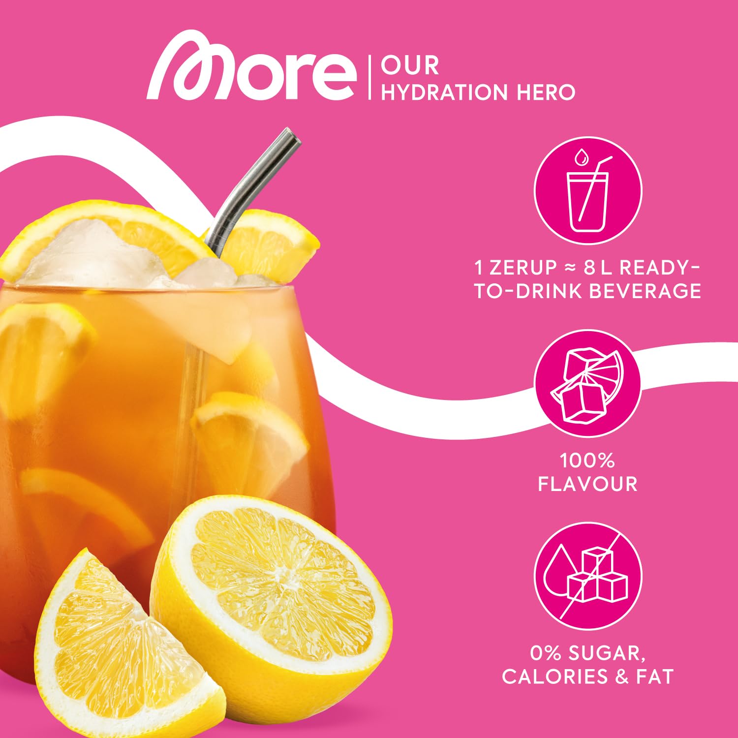 MORE Zerup Lemon Iced Tea Zero Calorie Syrup with Real Fruit Extracts, 80g 3