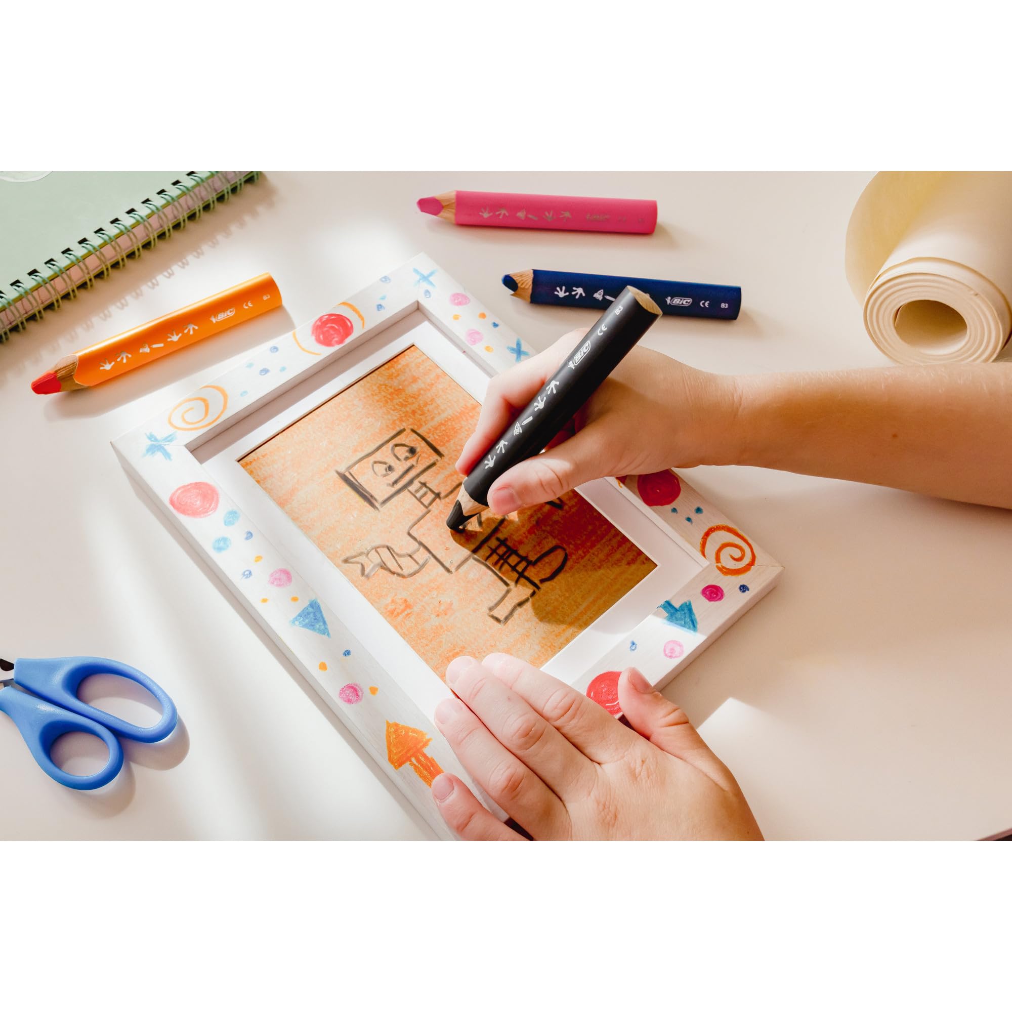 BIC Kids Multisurface Pencils 12pk - Triangular Grip with Sharpener for Drawing on Glass, Whiteboards & More 5