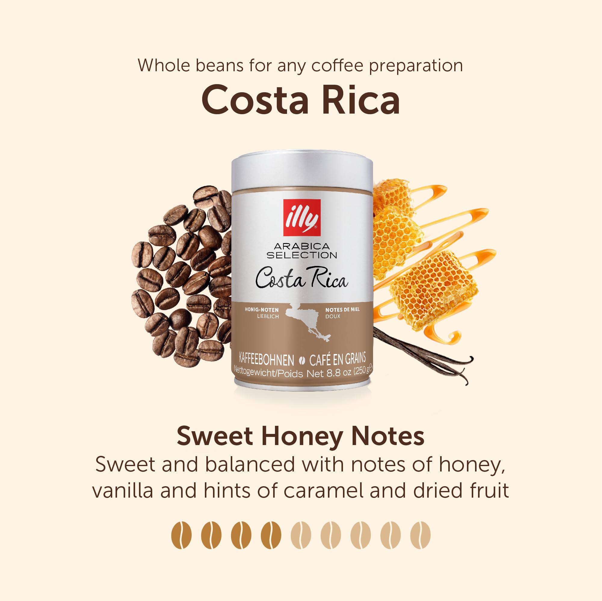 illy Arabica Selection Costa Rica Medium Roast Whole Coffee Beans - 250g Tin 4