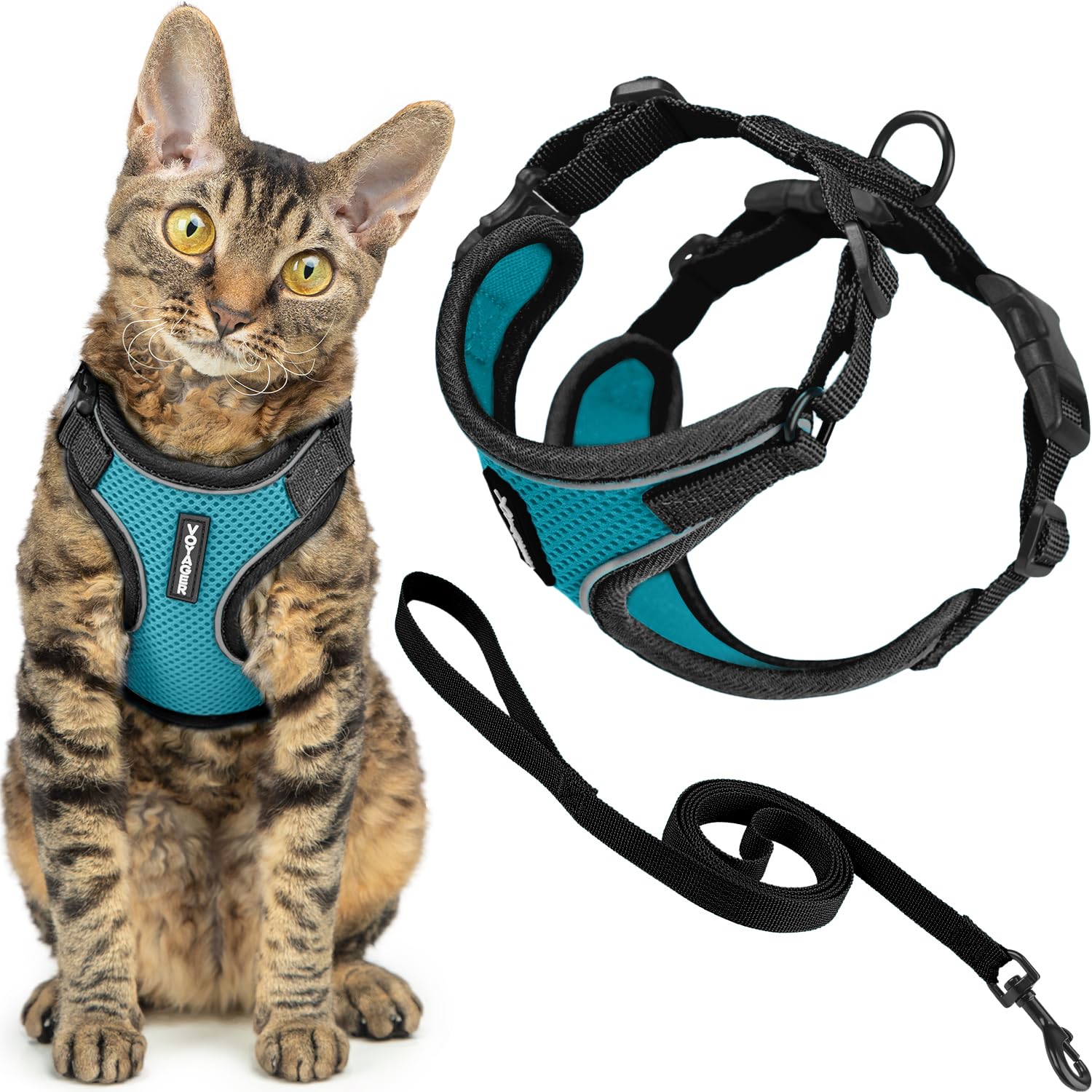 Best Pet Supplies Voyager Escape Proof Cat Harness and Leash Set - Reflective Stitching, 5ft Leash, Adjustable Fit