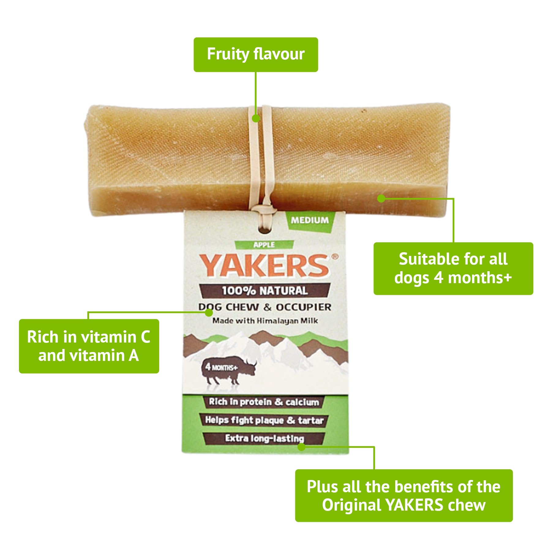 Yakers Apple Dog Chew for Large Breeds - Extra Large Size | Promotes Dental Health | High Protein & Calcium