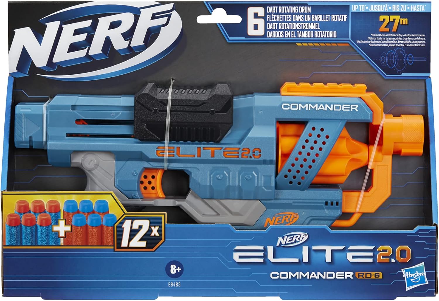 Nerf Elite 2.0 Commander RD-6 Blaster - 6-Dart Drum, Slam Fire, Tactical Rails - Ages 8+ 6