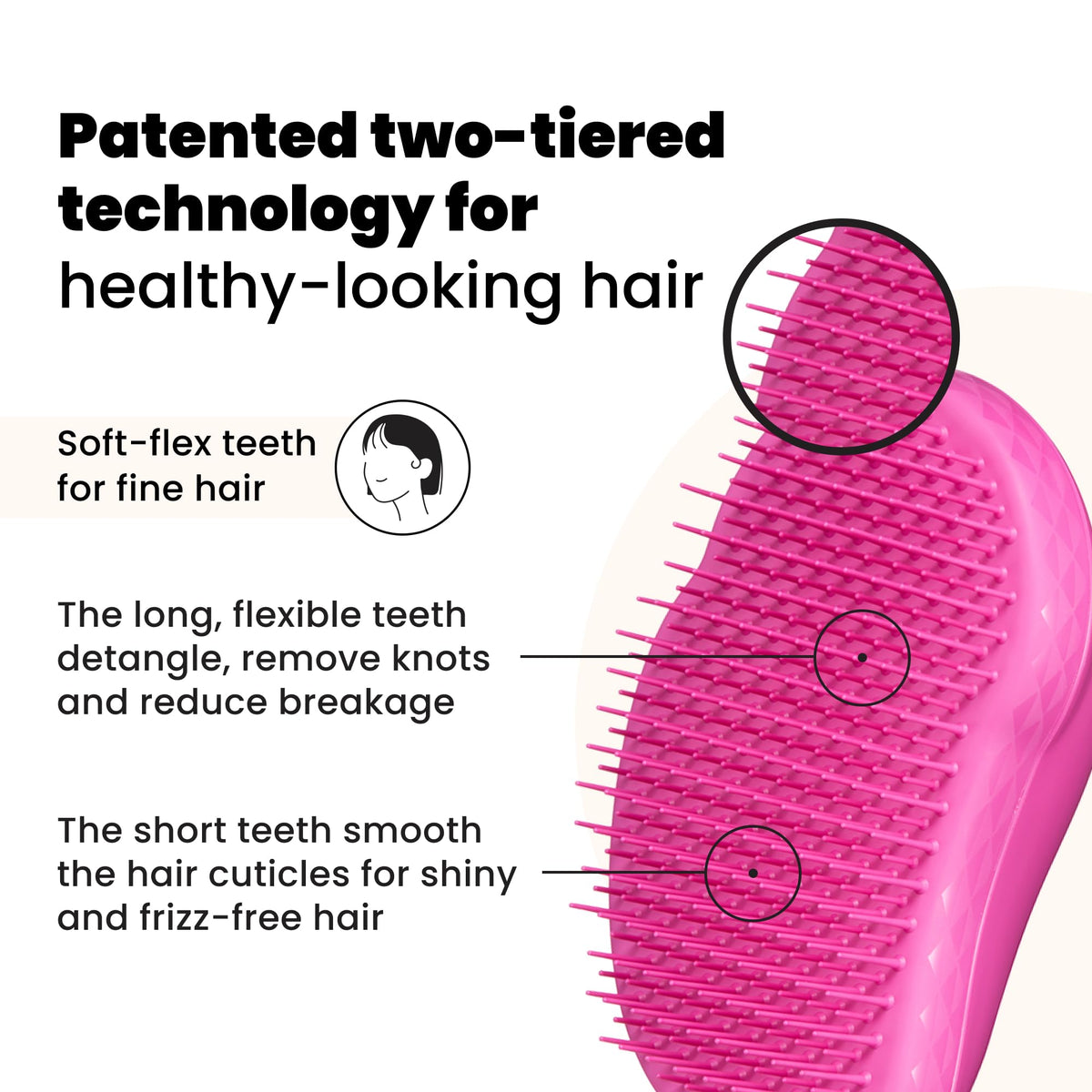Tangle Teezer Fine & Fragile Detangling Hairbrush - Gentle Detangling for Fine, Fragile Hair | Berry Bright