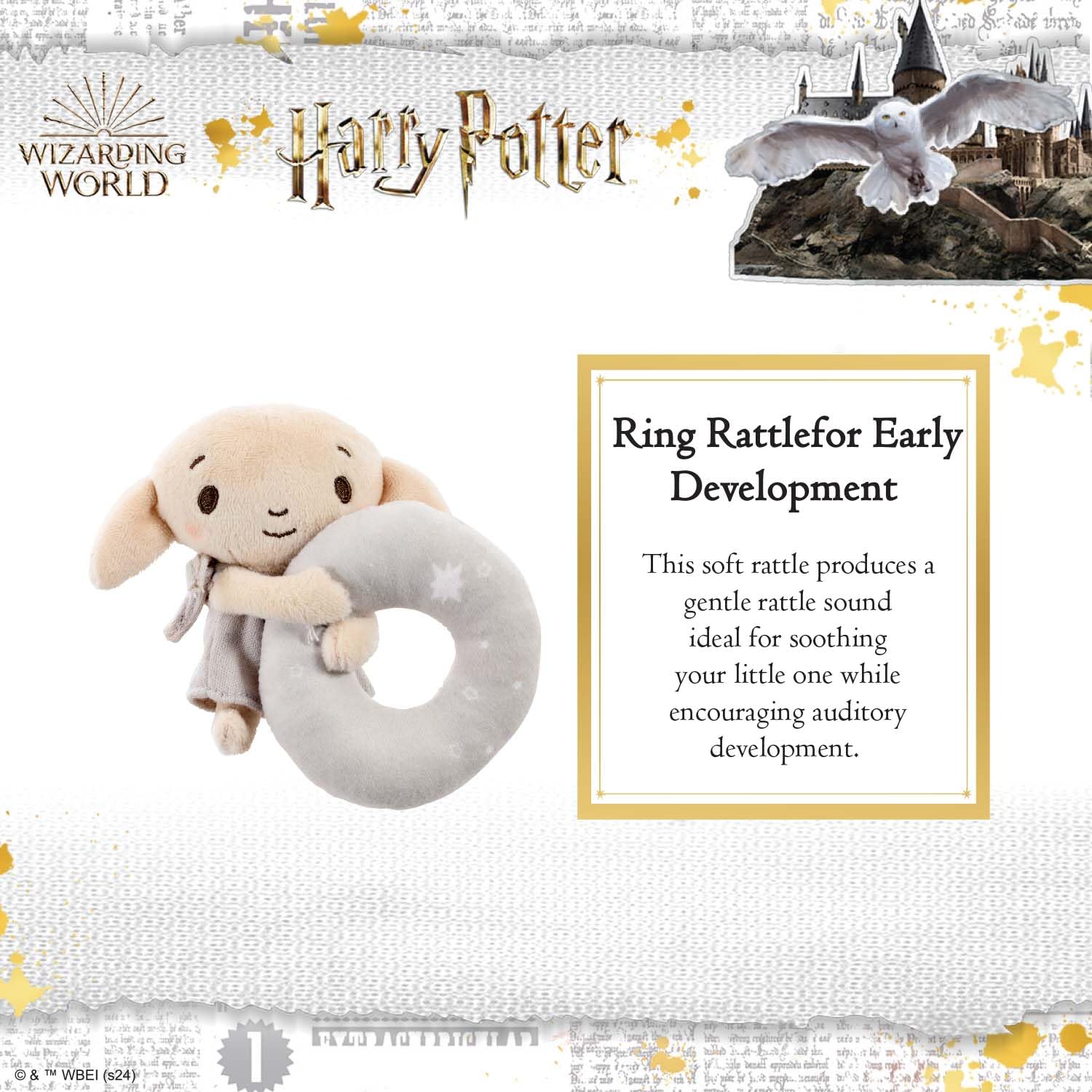 Rainbow Designs Harry Potter Dobby Plush Baby Rattle - Soft Sensory Toy for Newborns & Toddlers 3