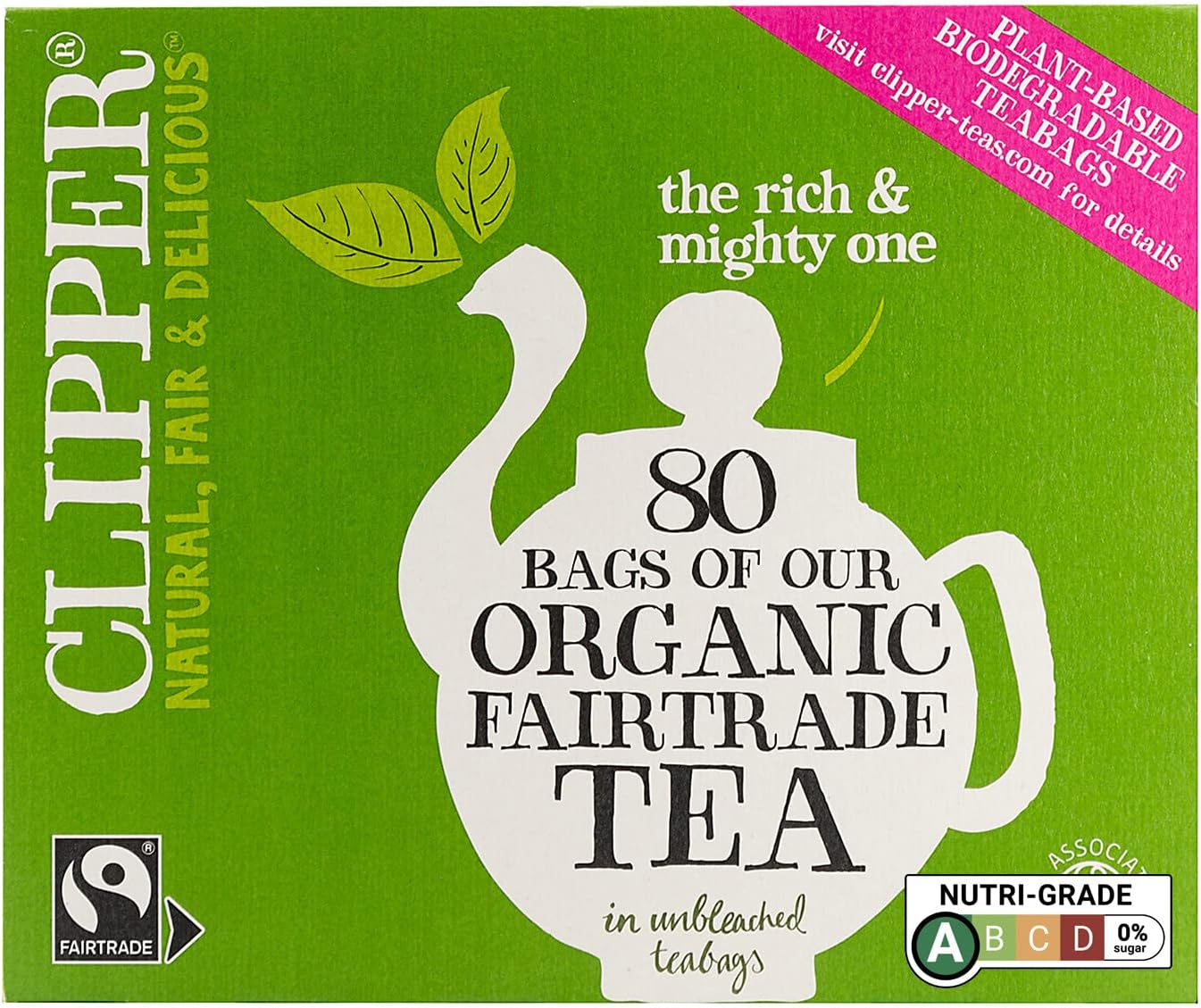 Clipper Organic Everyday Fairtrade Teabags | 80 Black Tea Bags | Unbleached, Biodegradable