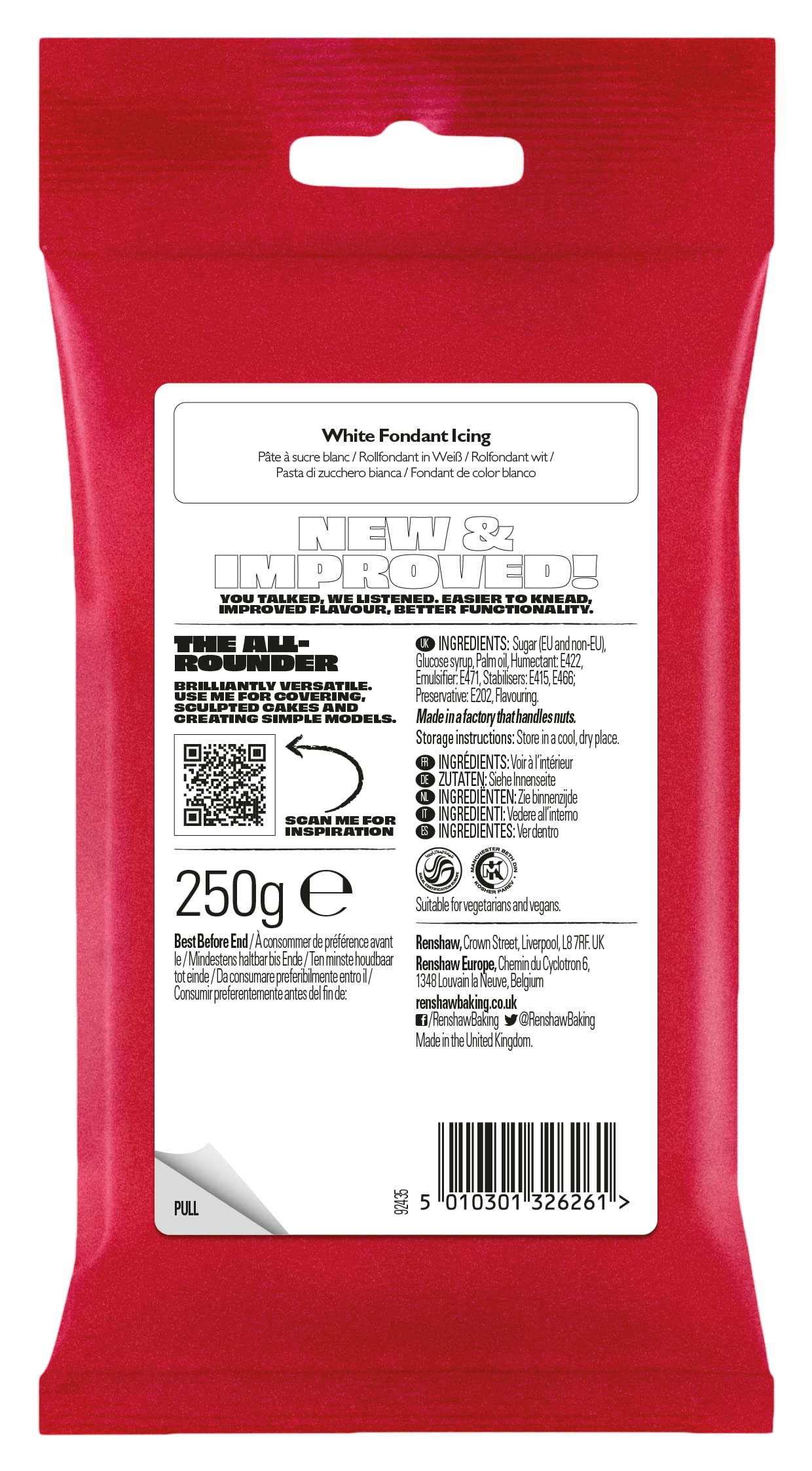 Renshaw White Just Roll With It Fondant Icing, 250g - Vegetarian & Vegan Friendly 3