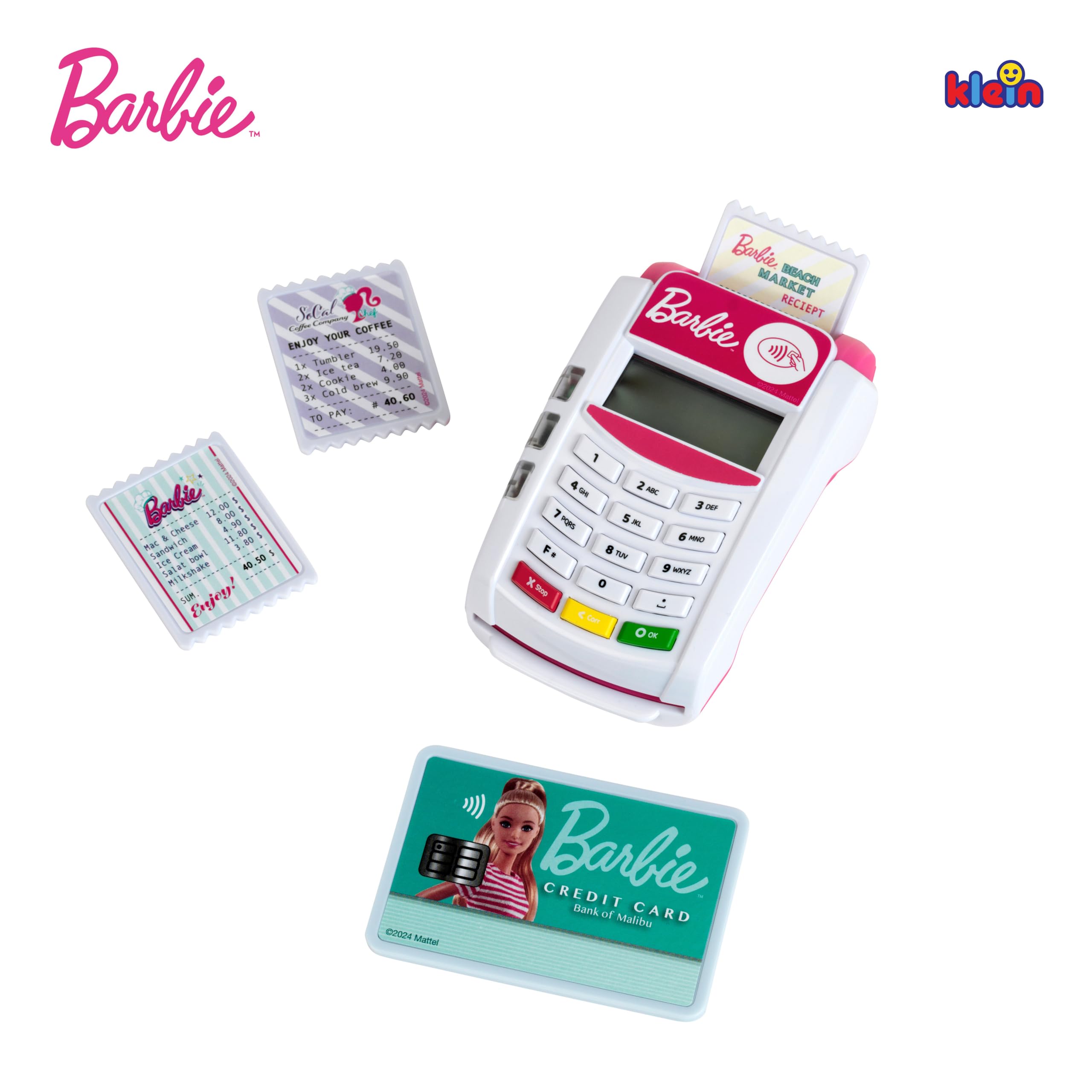 Theo Klein Barbie Payment Terminal with Light & Sound - Includes Credit Card and Receipts 4
