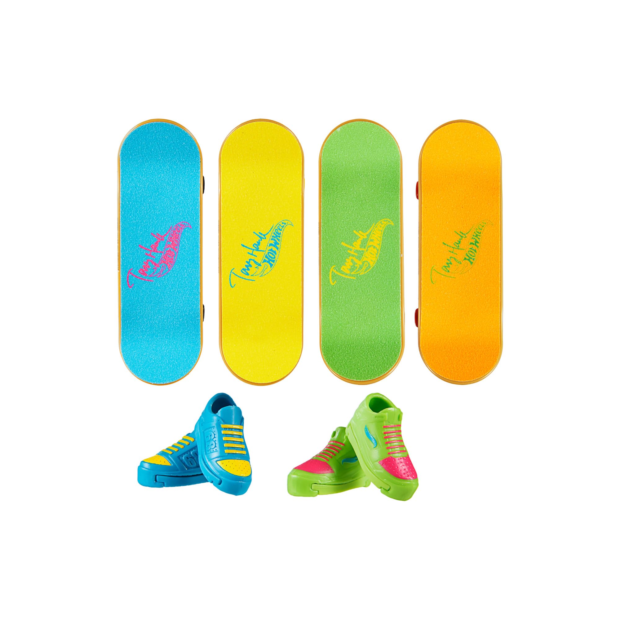 Hot Wheels Skate Neon Bones Tony Hawk-Themed Fingerboard Set of 4 3