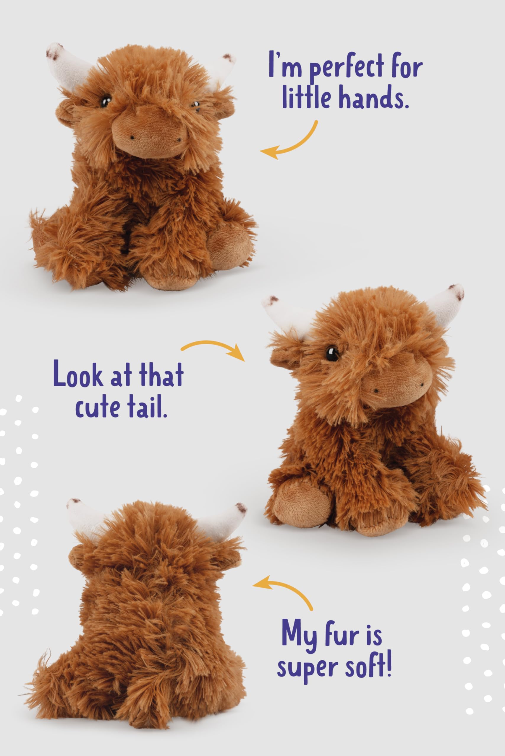 Living Nature SMOLS Highland Cow Plush Toy - Soft Eco-Friendly Stuffed Animal for Kids 0+