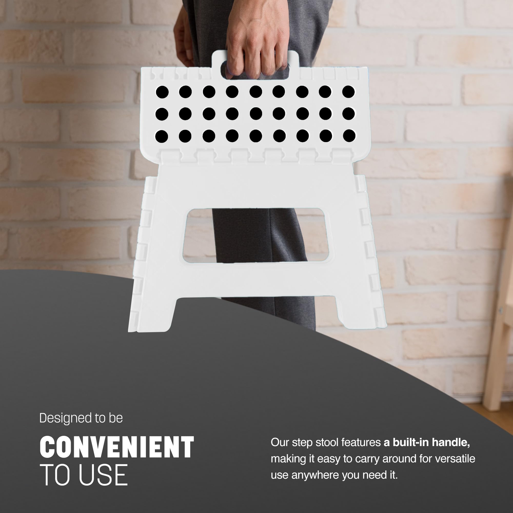 KEPLIN 9 Inch Heavy Duty Folding Step Stool - 150kg Capacity | White Plastic 4
