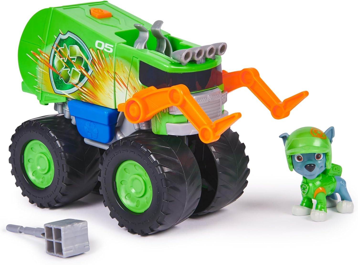 Paw Patrol: Rescue Wheels Rocky’s Recycle Truck - Projectile Launcher Toy with Action Figure