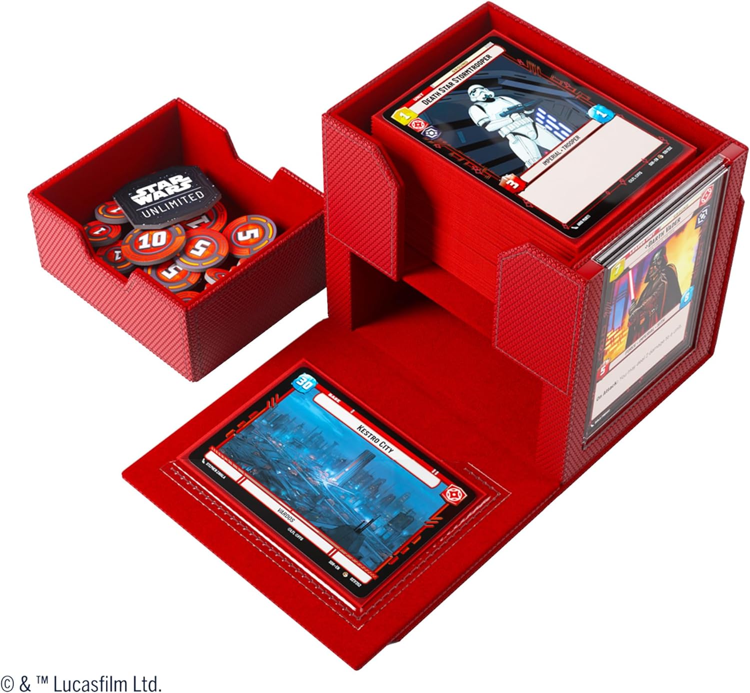 Gamegenic Star Wars Unlimited Deck Pod - Red Trading Card Accessory with Detachable Leader Case