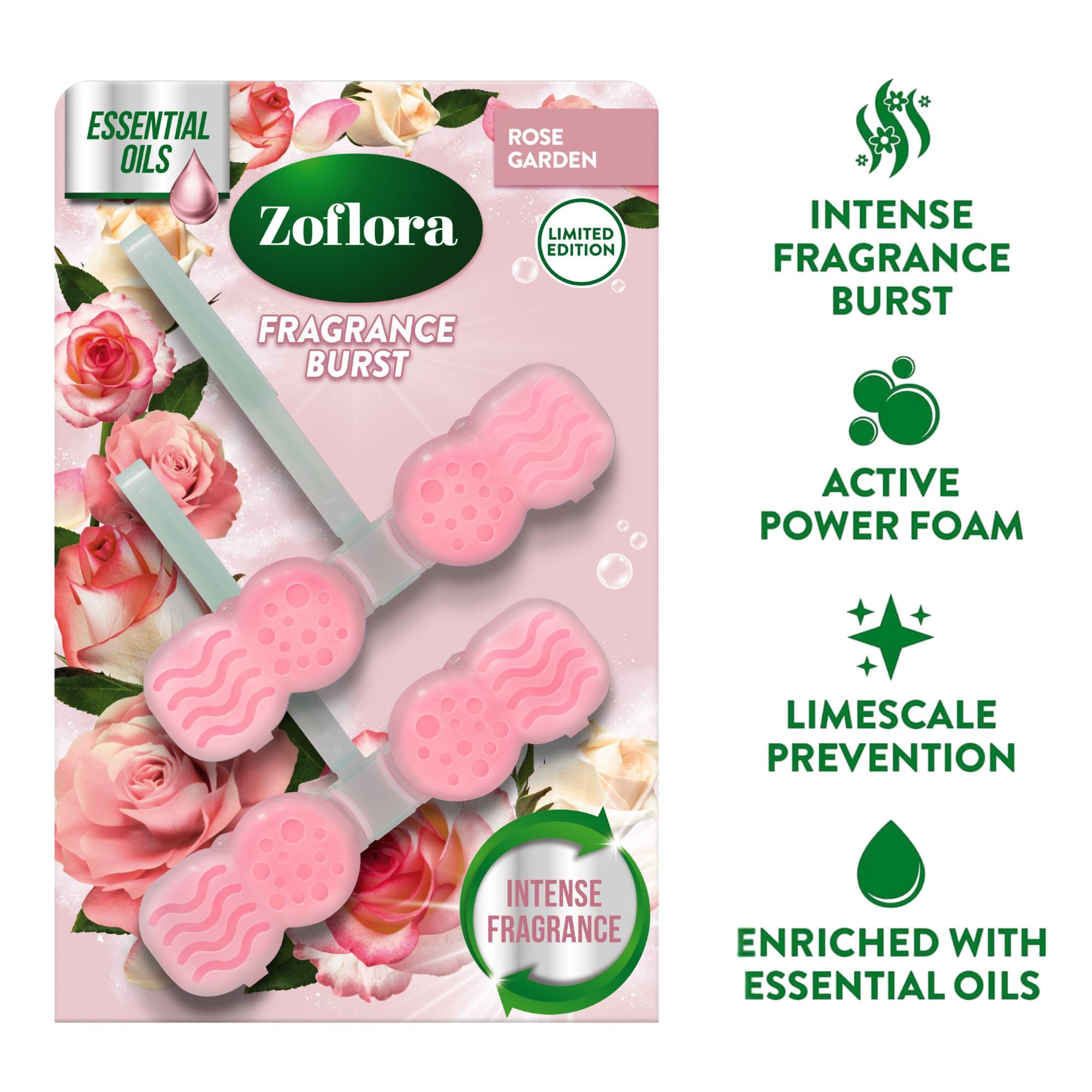 Zoflora - Fragrance Burst Toilet Rim Blocks Rose Garden, 2 x 48g 3