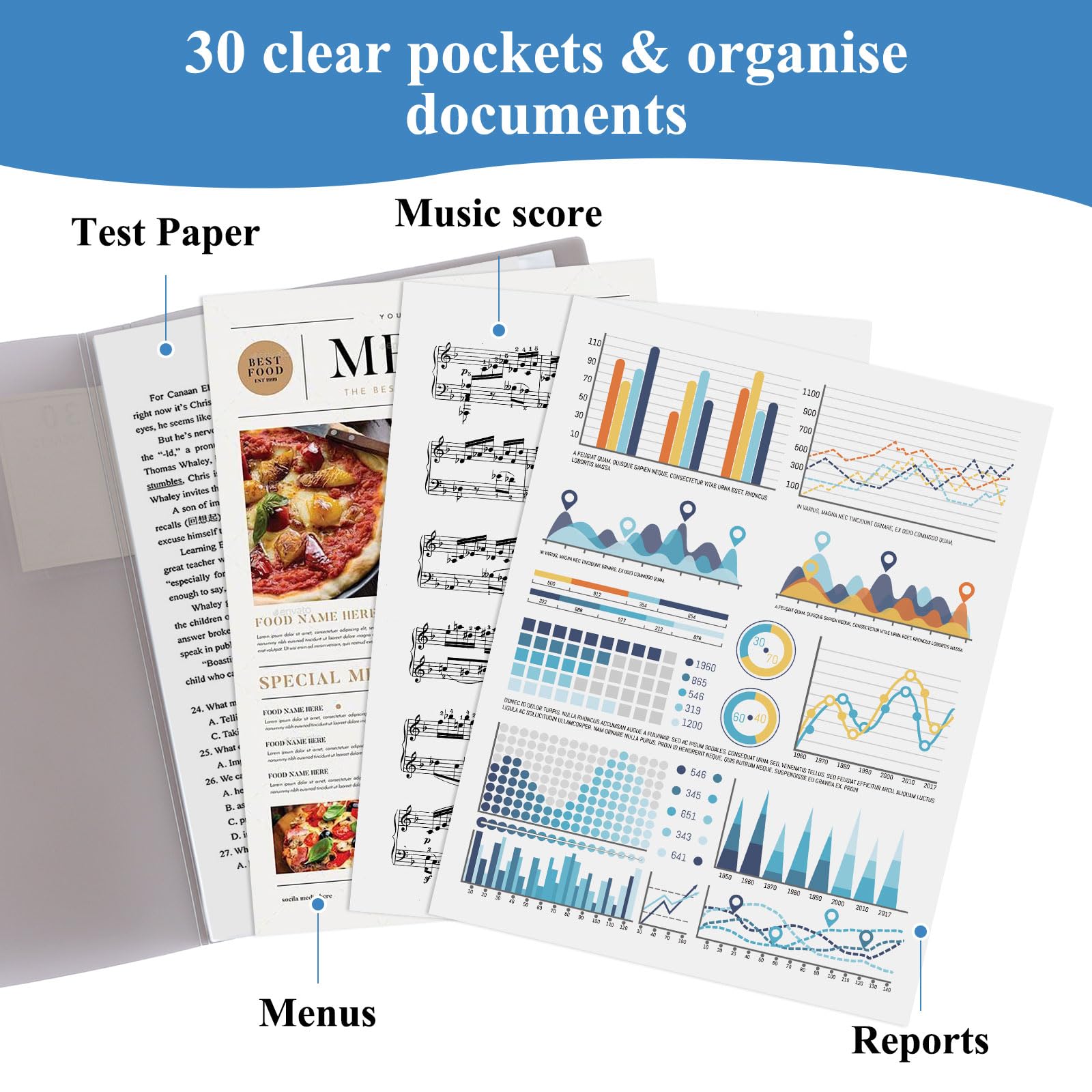 ASelected 6-Pack A4 Display Folders with 30 Pockets Each | Plastic Sleeves | Multi-Color 5