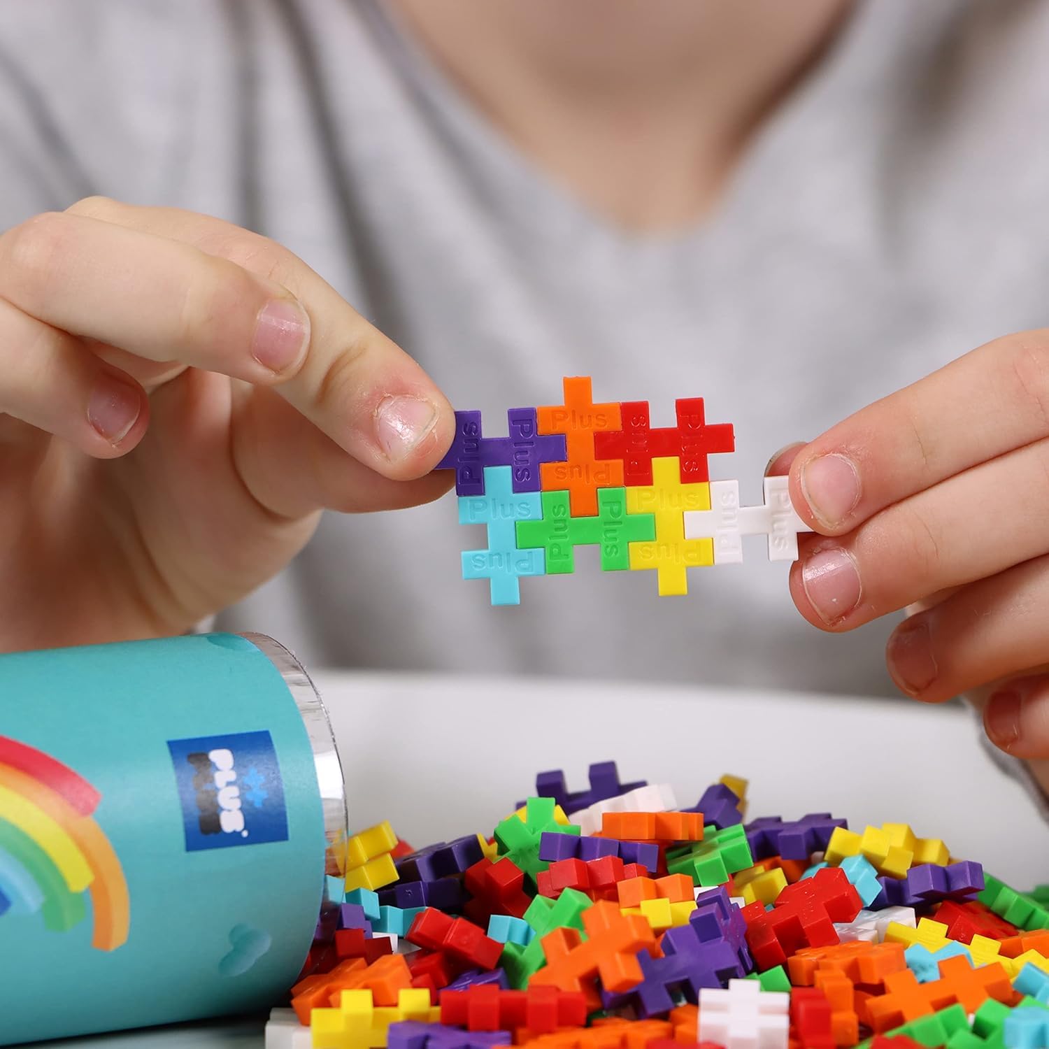PLUS PLUS Building Blocks Set - Rainbow Color | 100 Pieces | Ages 5+ | STEM Toy