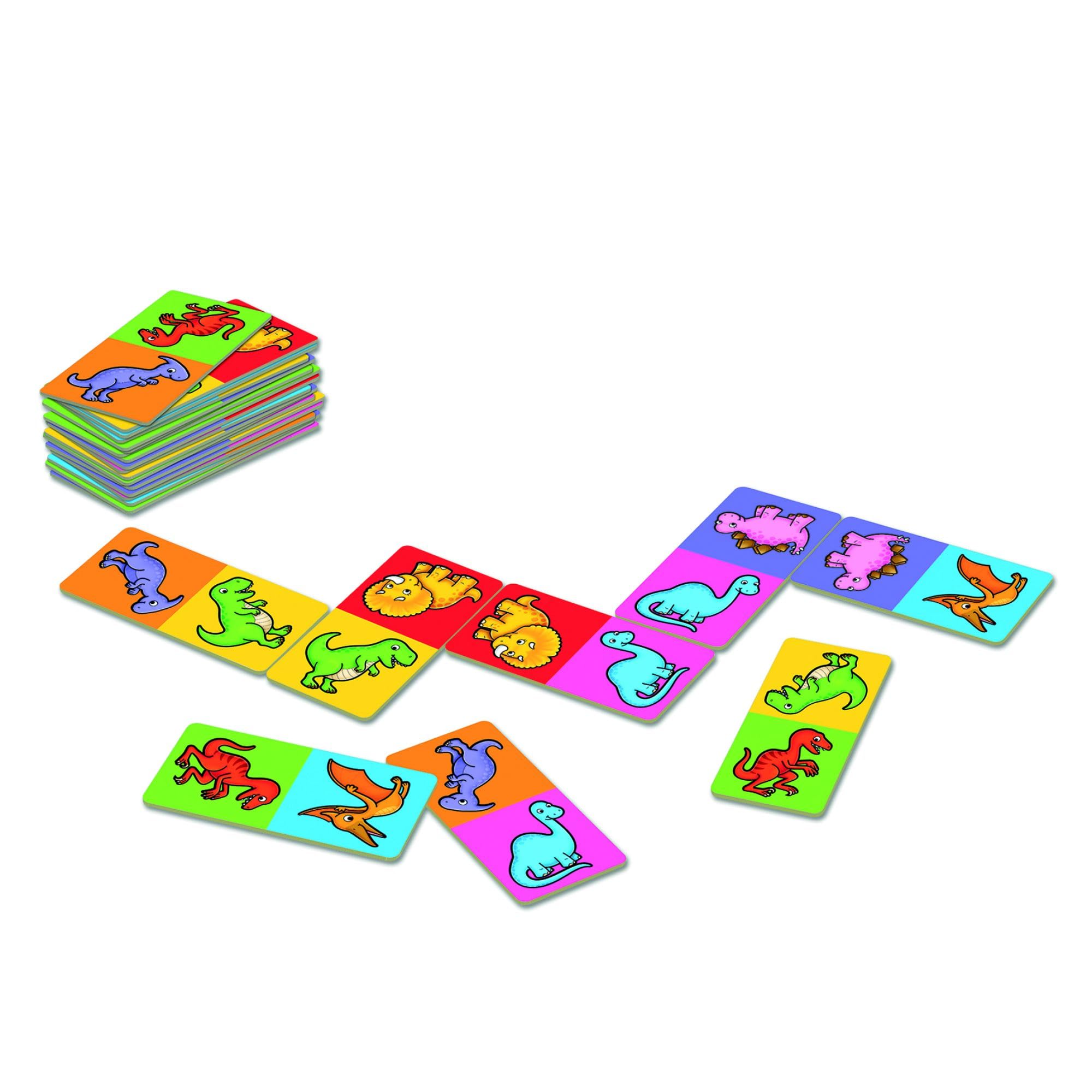 Orchard Toys Dinosaur Dominoes Mini Game, Compact Travel Dominoes for Kids