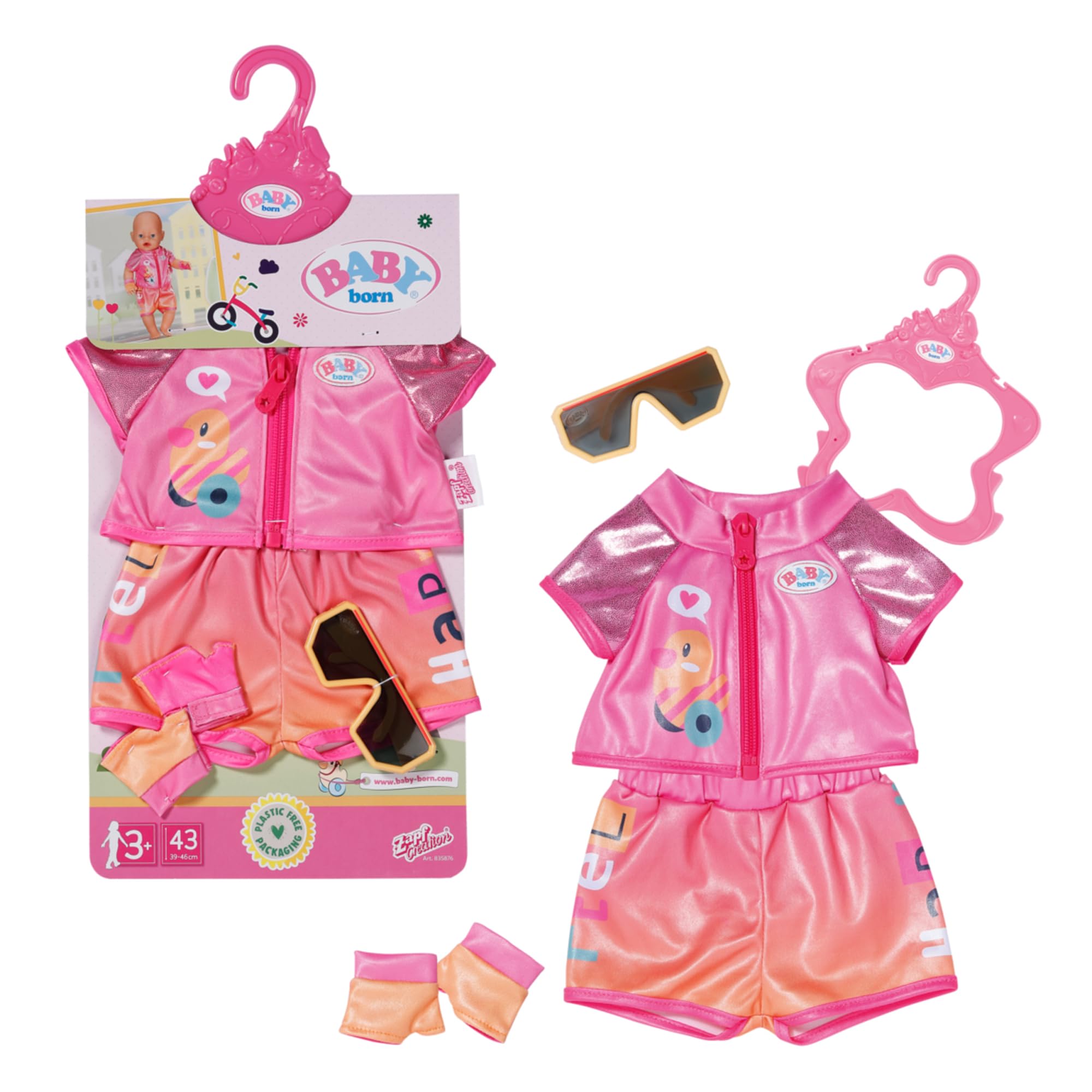 BABY born Bike Outfit 835876 - Sporty Bike Outfit with Gloves and Sunglasses for Dolls 9