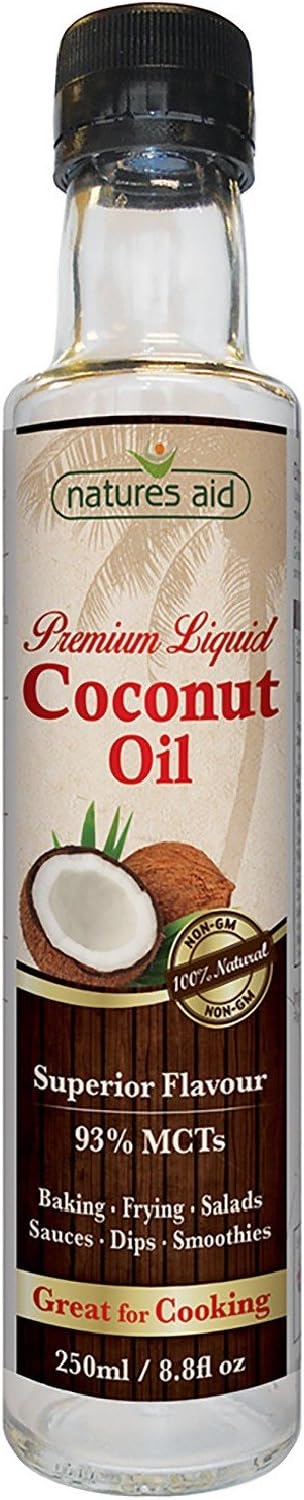 Natures Aid Premium Liquid Coconut Oil, 250ml – Non-Hydrogenated with 93% MCTs for Cooking & Baking 1