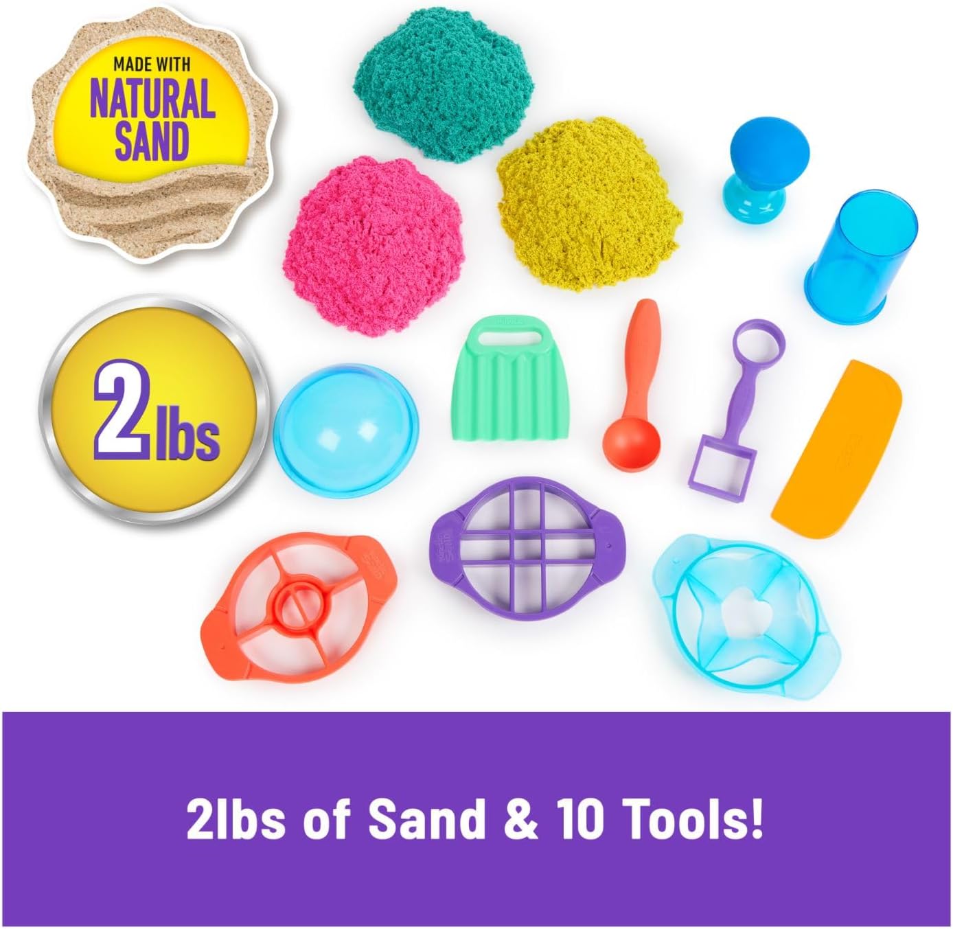 Kinetic Sand Ultimate Sandisfying Set - 2lb Colored Sand with 10 Tools, Ages 3+ 6