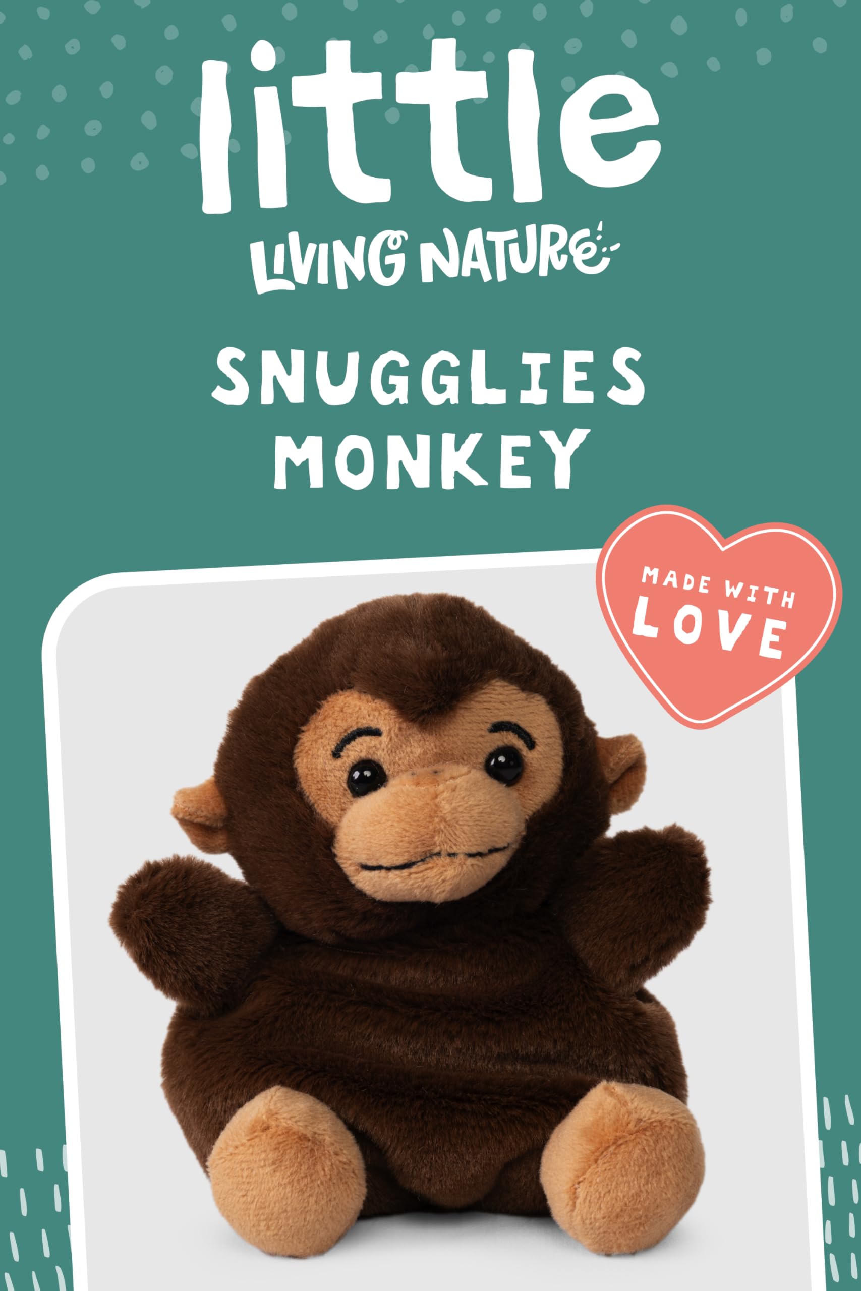Living Nature Little Snugglies Monkey Plush Toy - Soft Stuffed Animal for Kids, 0+ Months 8