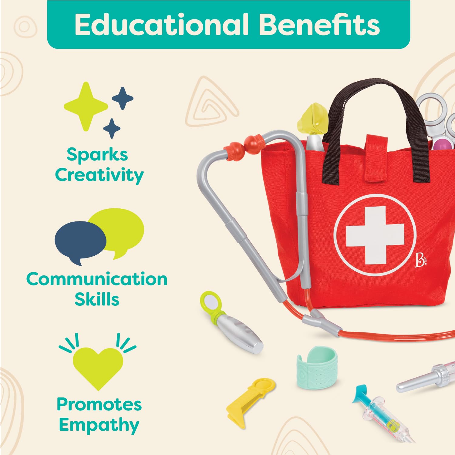 B. toys Mini Doctor Care Kit - Realistic Pretend Play Set for Toddlers & Kids 18m+ 3