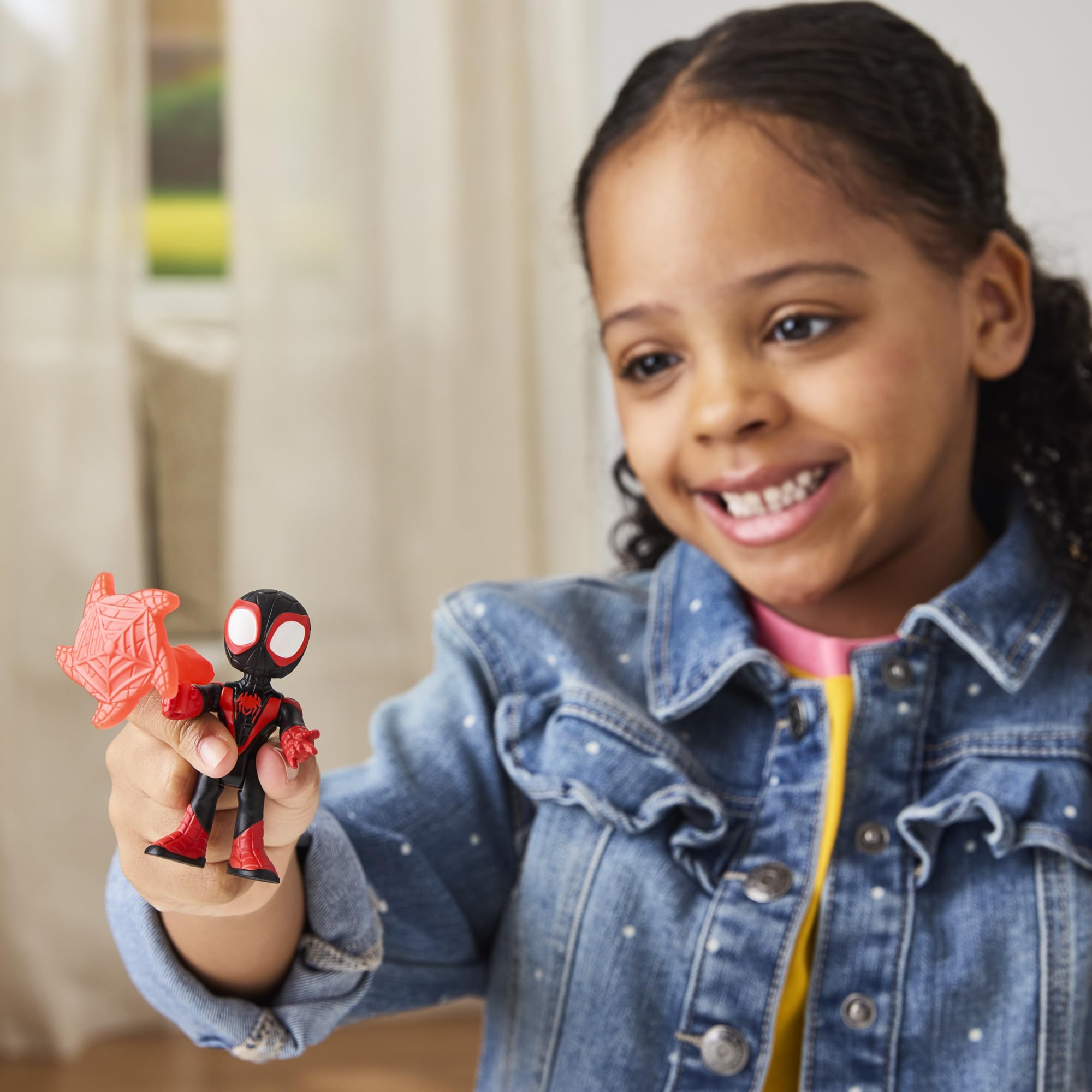 Miles „Spin“ Morales Actionfigur – 7,6 cm großes, bewegliches Marvel-Spielzeug mit Netz-Accessoire 3