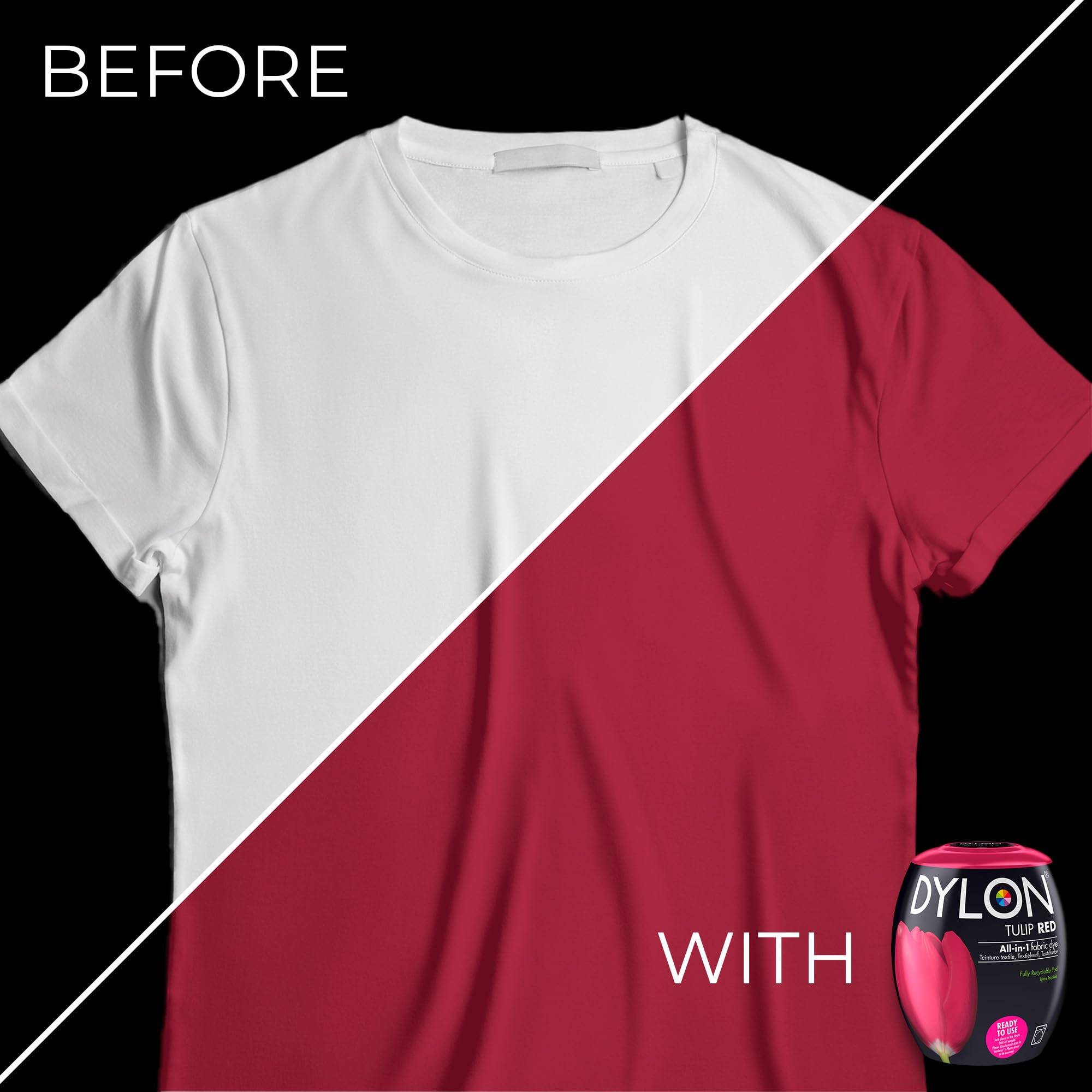 DYLON - Waschmaschinen-Textilfarbstoff-Pod für Kleidung und Heimtextilien, 350 g – Tulpenrot 9