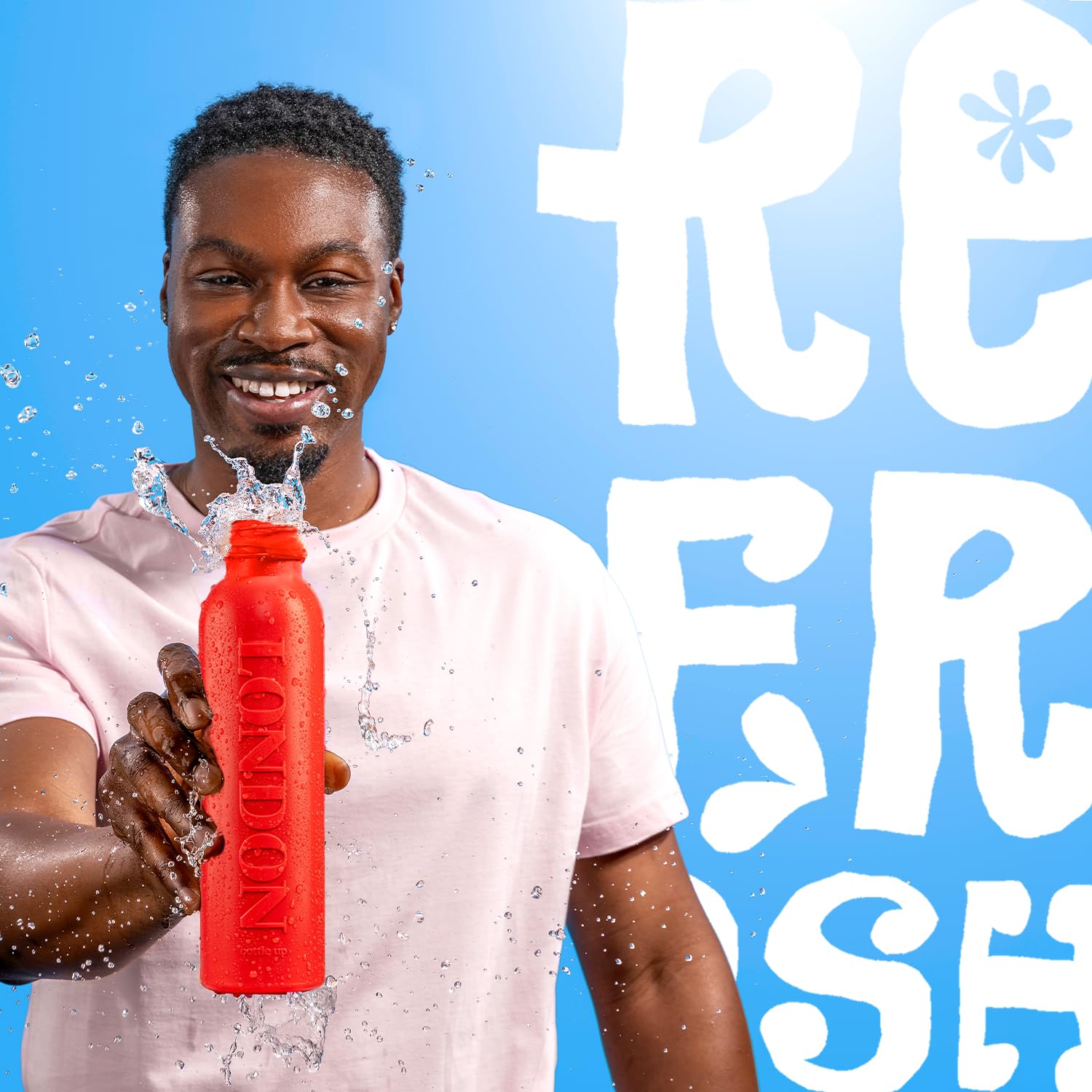 Bottle Up Wiederverwendbare BPA-freie Wasserflasche 500 ml – London Red, vorgefüllt mit reinem stillem Quellwasser 3