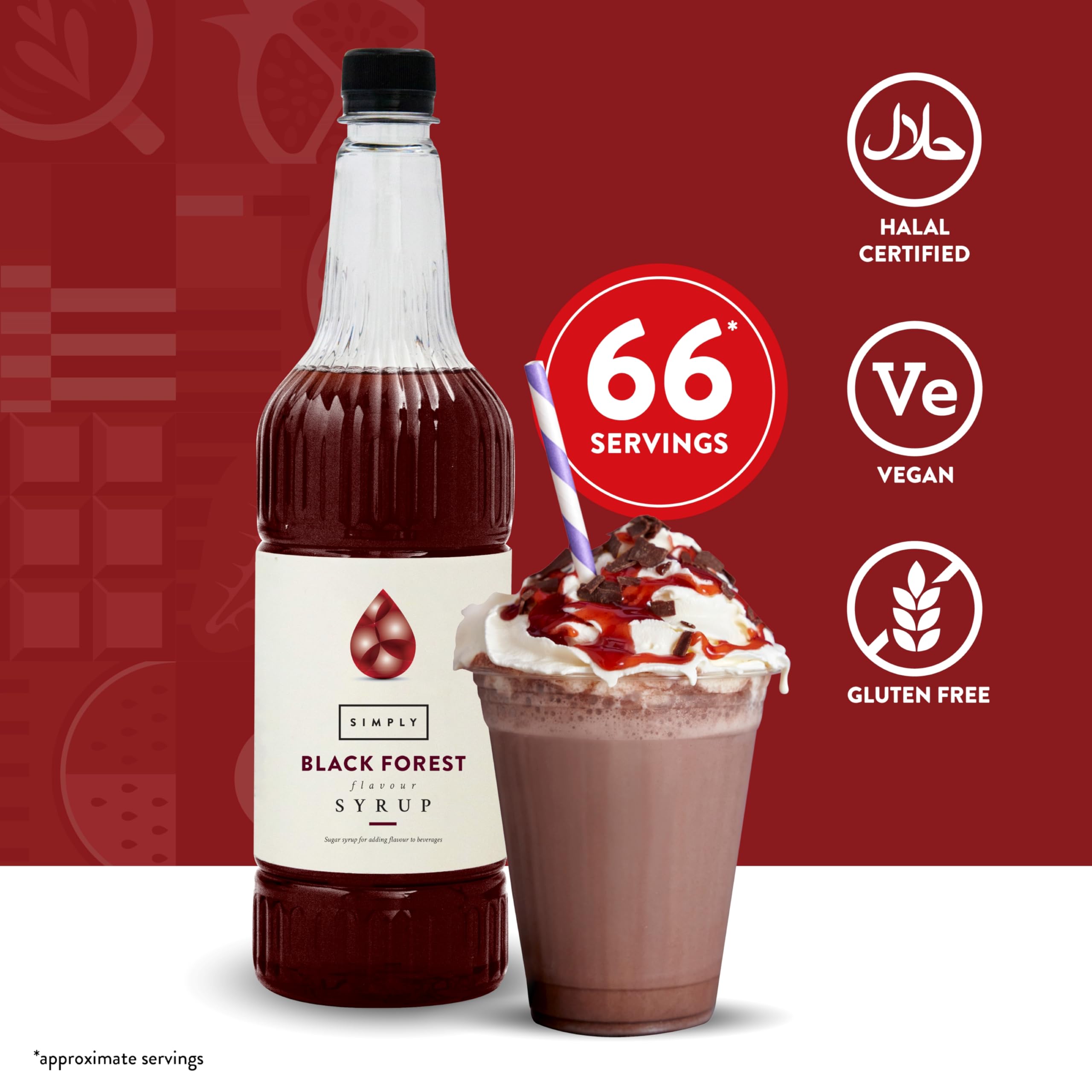 Simply - Black Forest Syrup Vegan & Nut Free Flavoured Syrup for Coffee, Cocktails & Baking 8