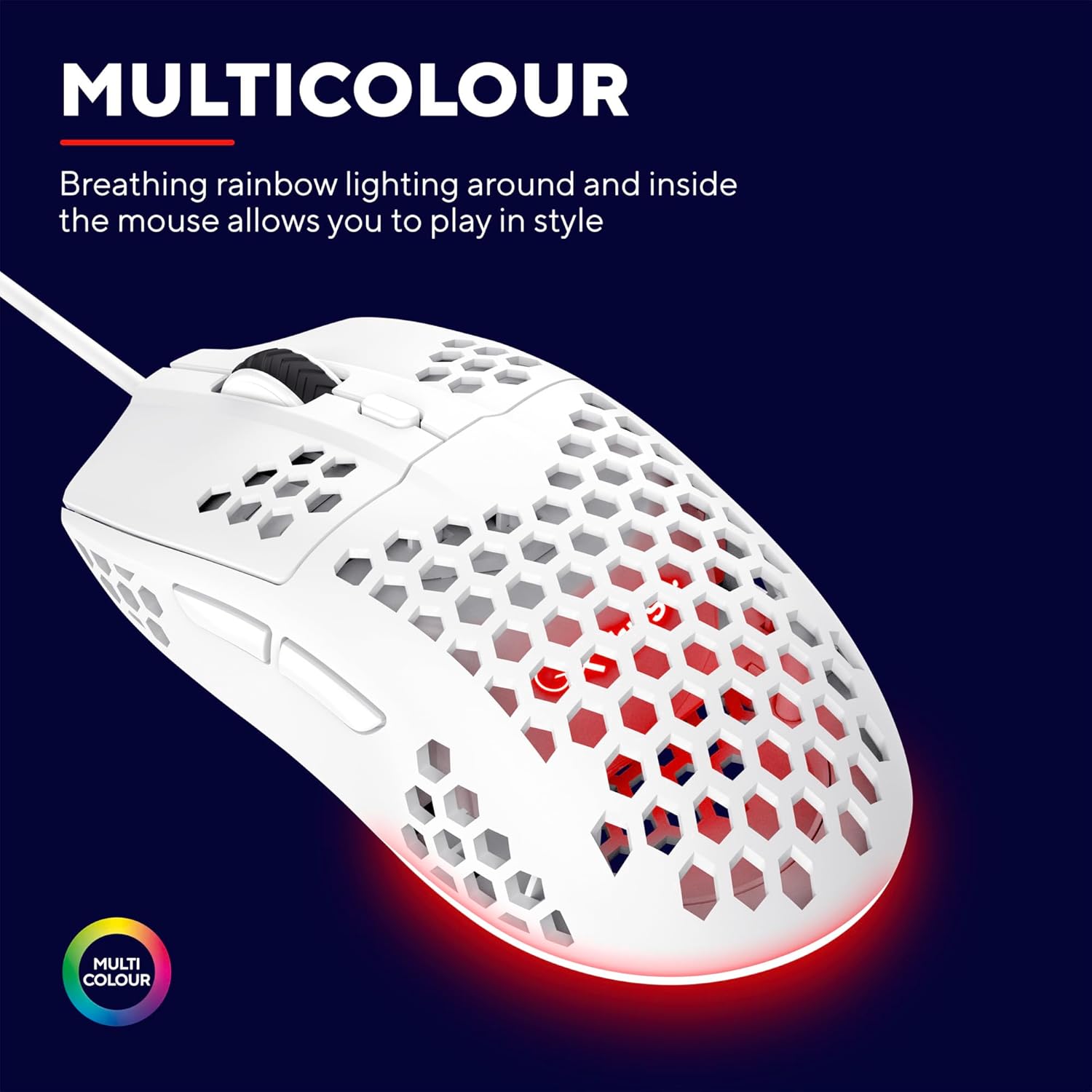 Trust Gaming GXT 928W Helox White Ultra-Lightweight 65g Wired Gaming Mouse with RGB Lighting 6