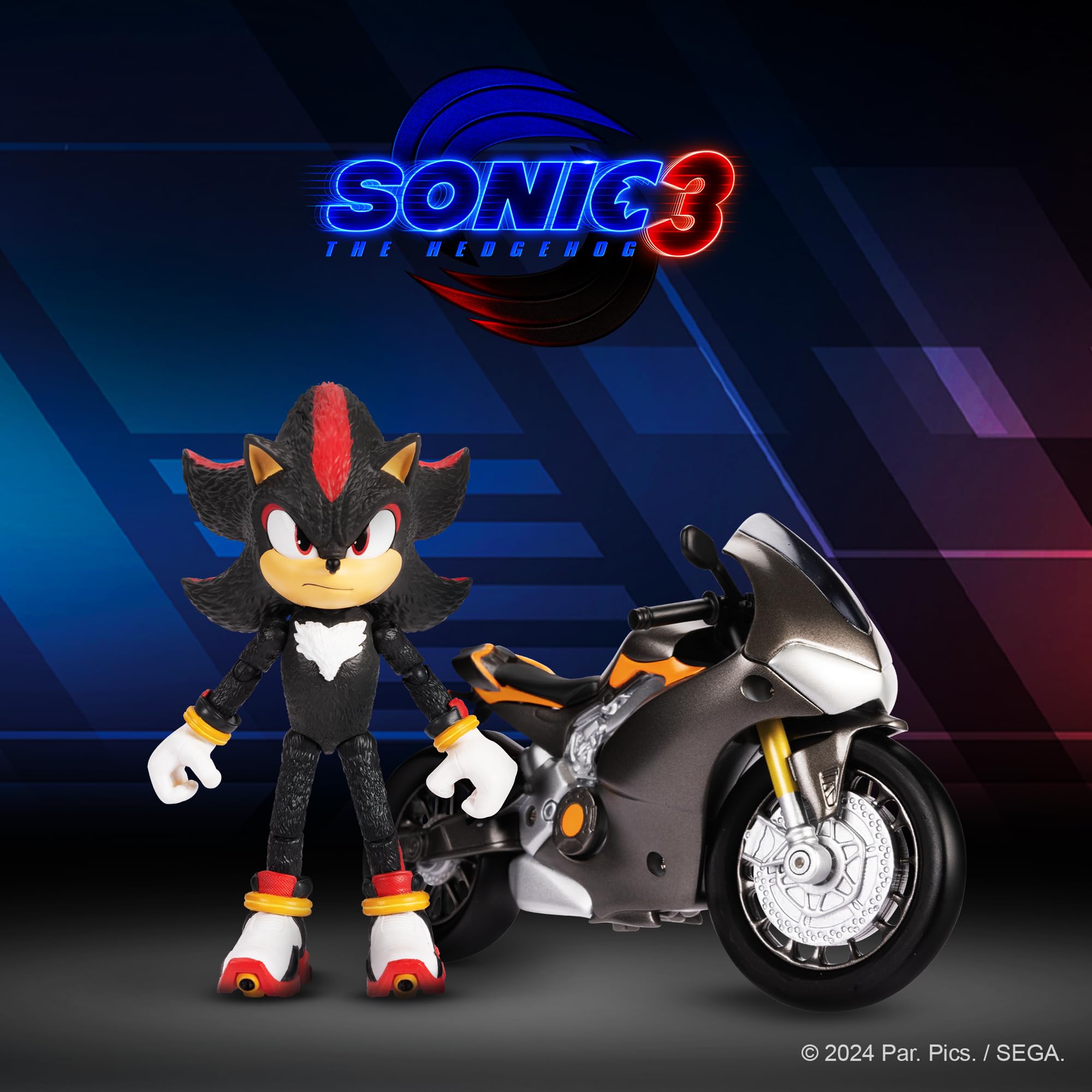 Jamakie Sonic 3 Movie 5" Action Figure with Motorcycle Vehicle 12