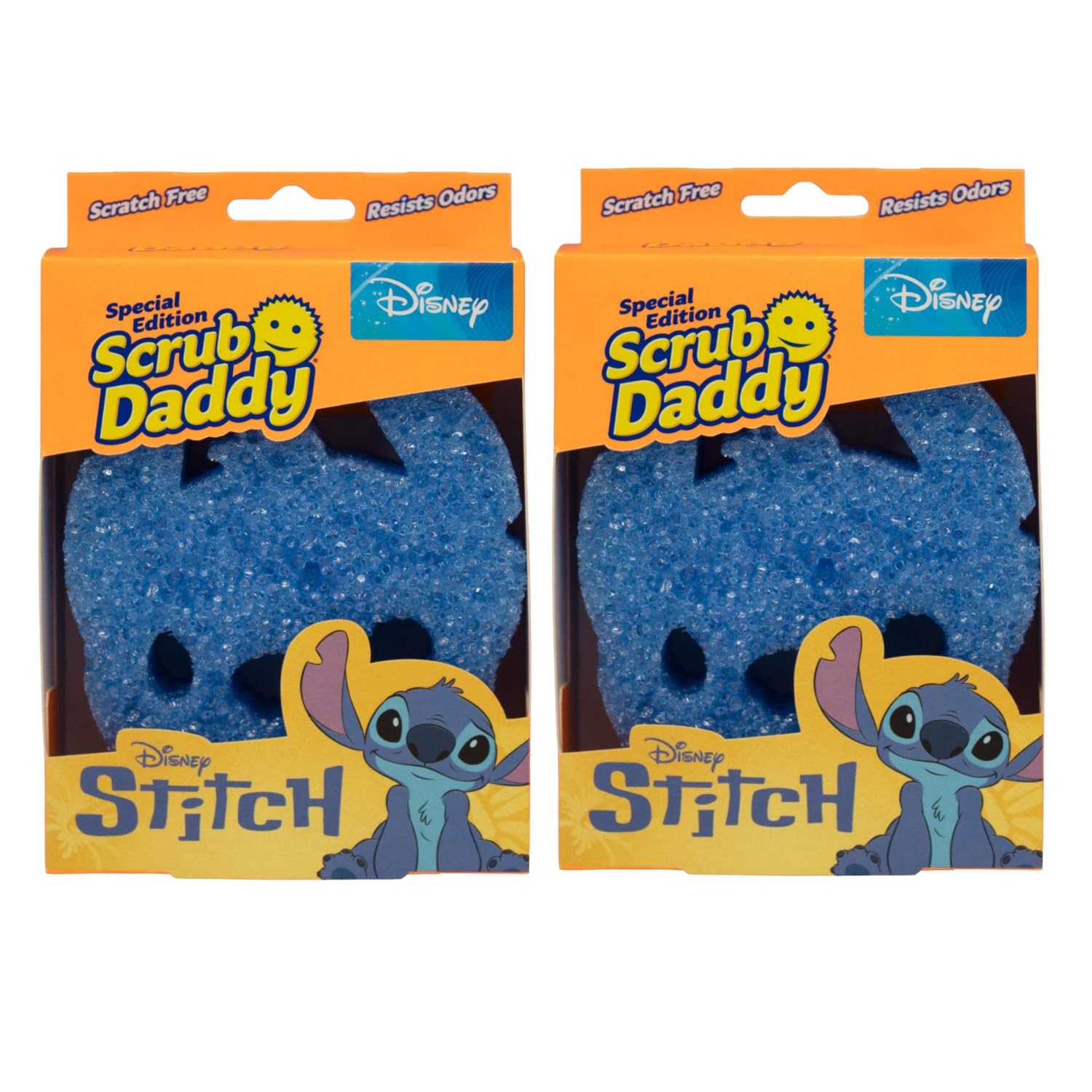 Scrub Daddy Disney Stitch FlexTexture Dish Sponge Twin Pack - Smiley Face Scourers for Kitchen & Bathroom