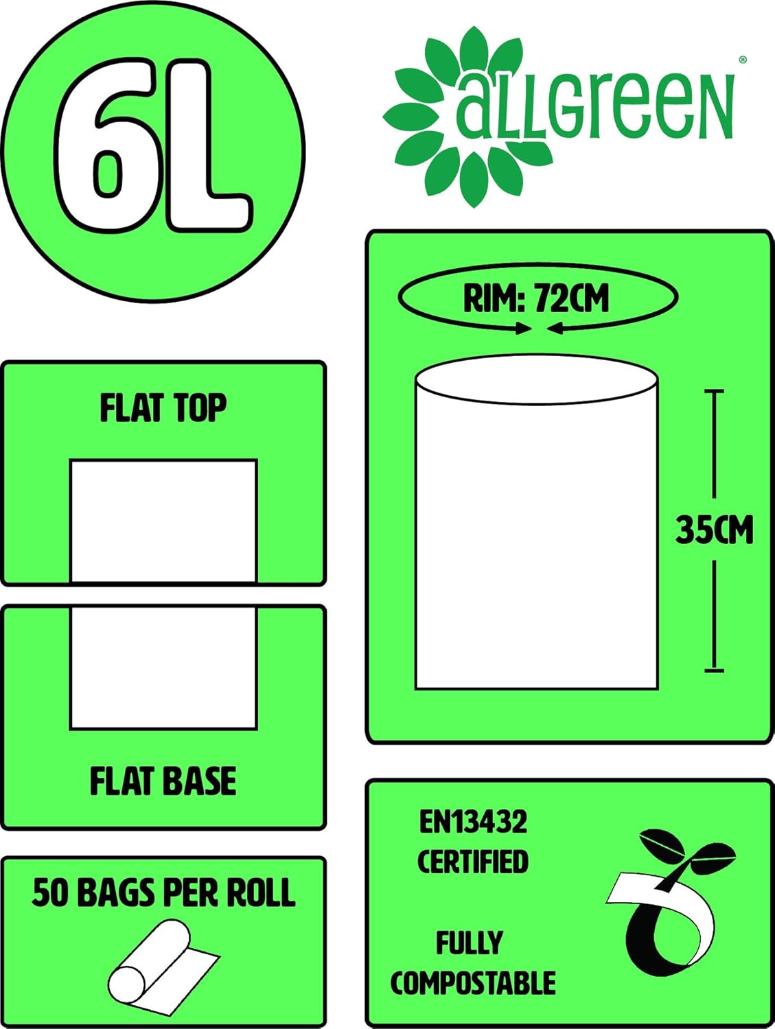 All-Green Compostable Kitchen Caddy Liners 6L - 150 Bags (3 Rolls) 3