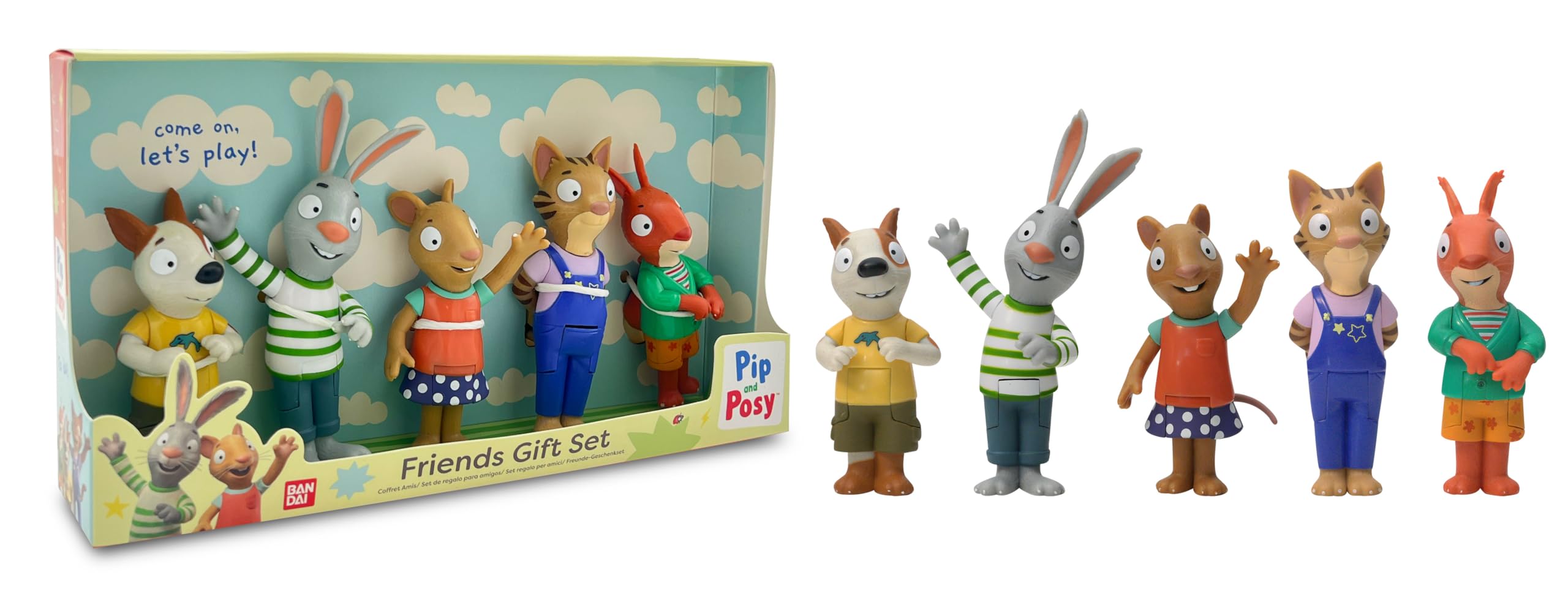BANDAI Pip and Posy 5 Figure Pack - 5 x 10cm Bendable Action Figures